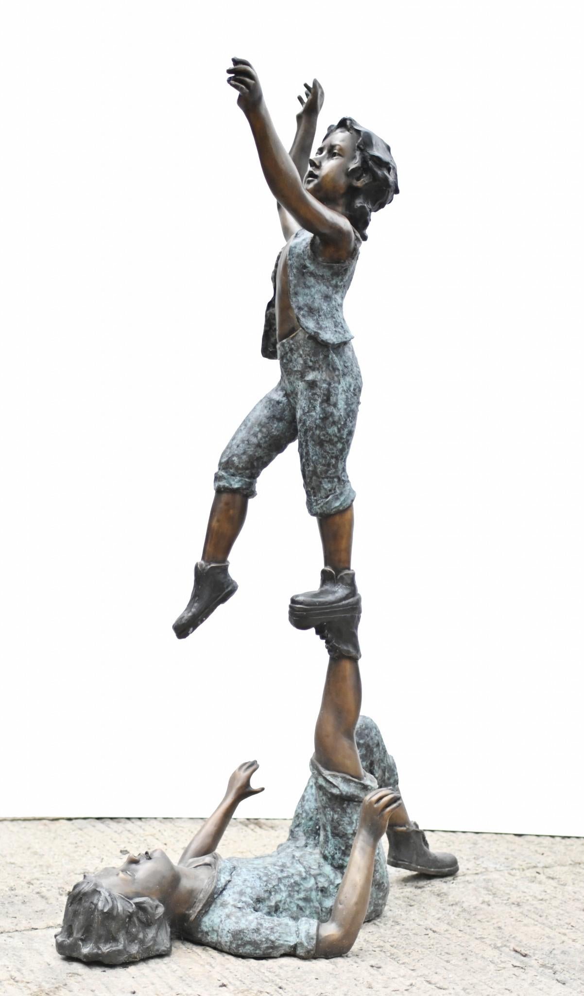 Children Acrobat Bronze Statue Garden Sculpture 6 Feet 170 CM In Good Condition For Sale In Potters Bar, GB