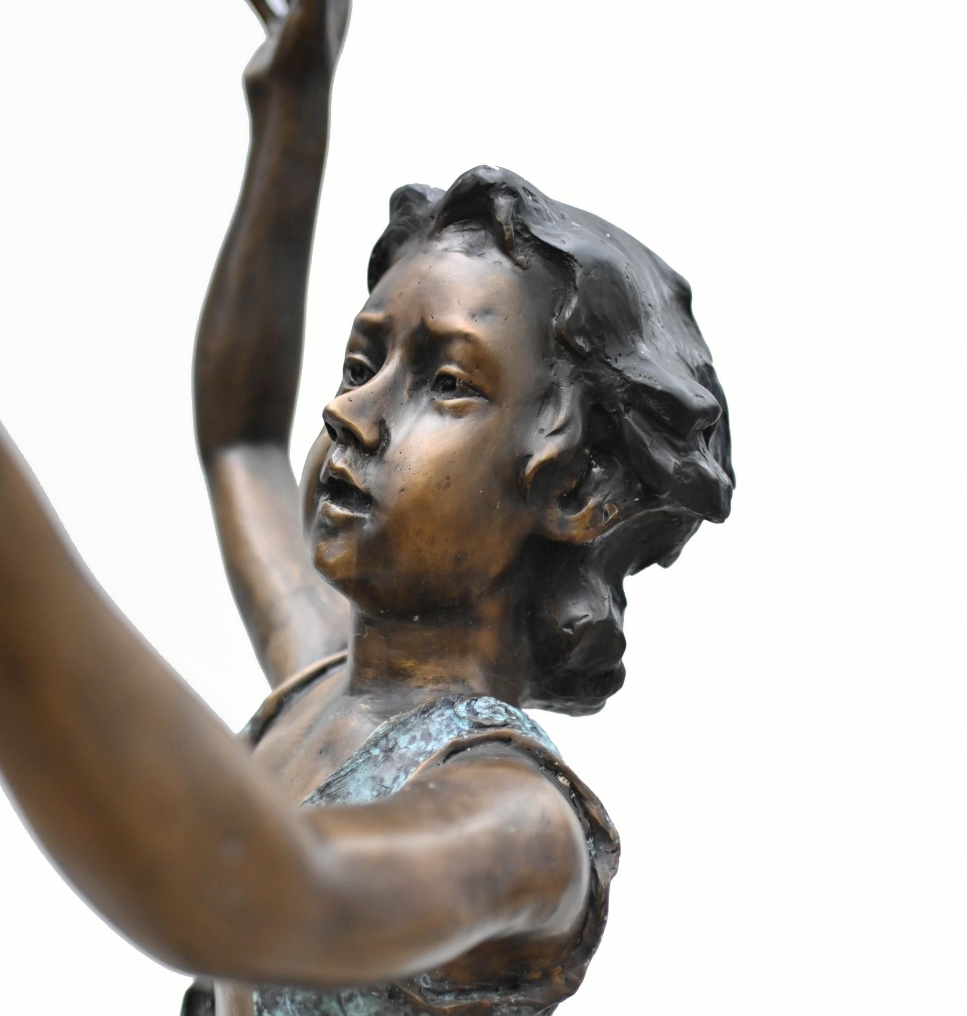 Late 20th Century Children Acrobat Bronze Statue Garden Sculpture 6 Feet 170 CM For Sale
