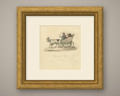 Children going to School in a Goat Cart, Antique Print, 1817