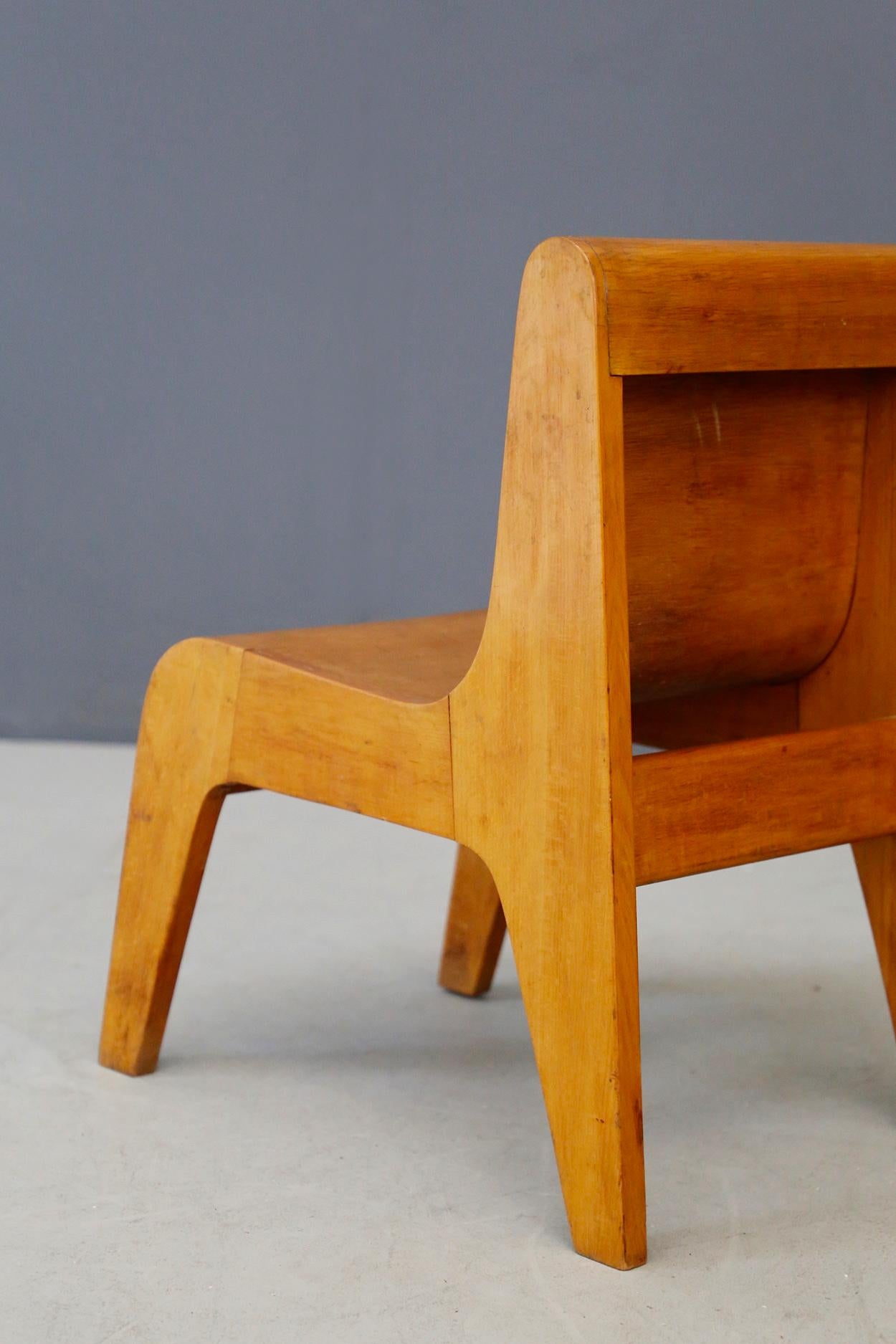 Wood Children Italian Chair Prototype by Pierluigi Ghianda, 1960s