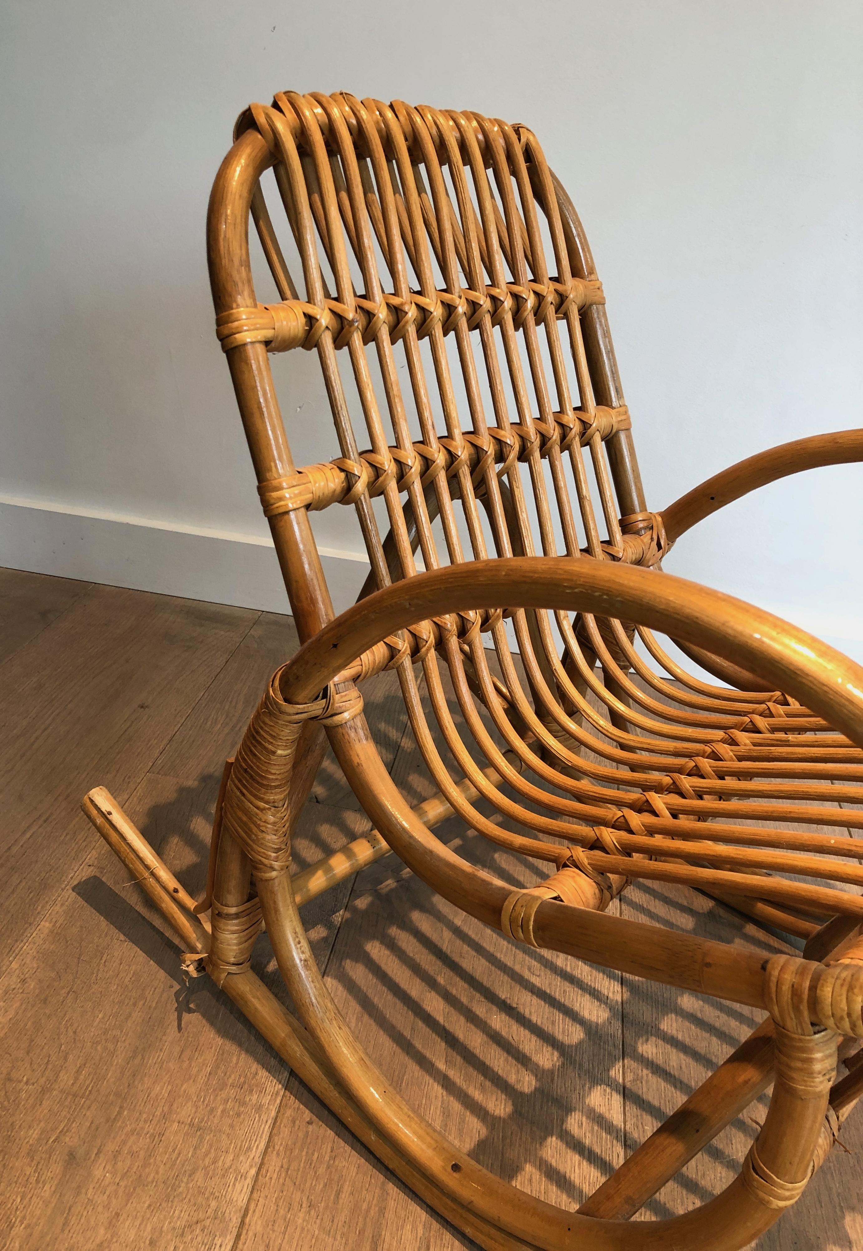 Late 20th Century Children Rattan Rocking Chair For Sale
