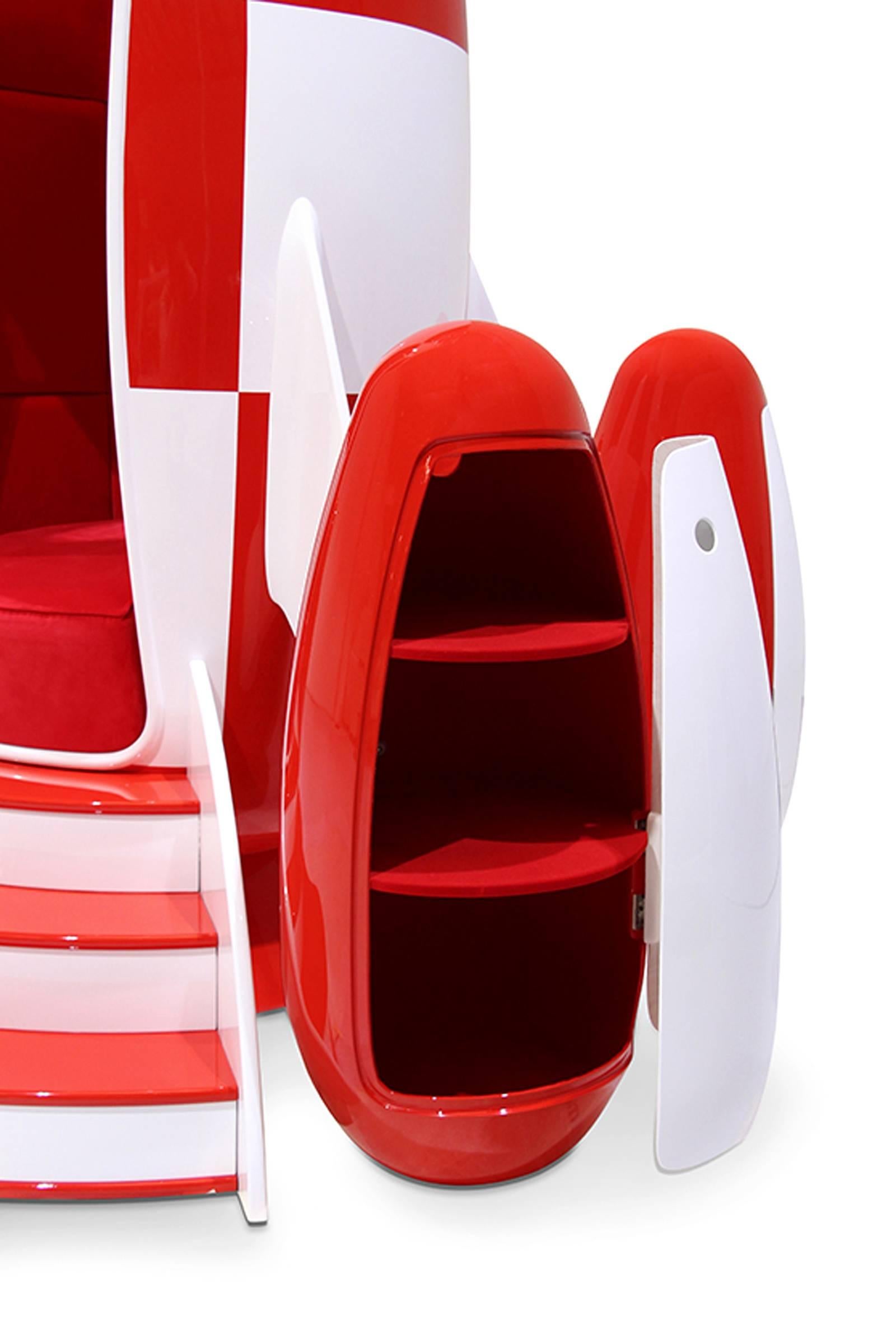 Contemporary Children Rocket Chair in Fiber Glass and Wood For Sale
