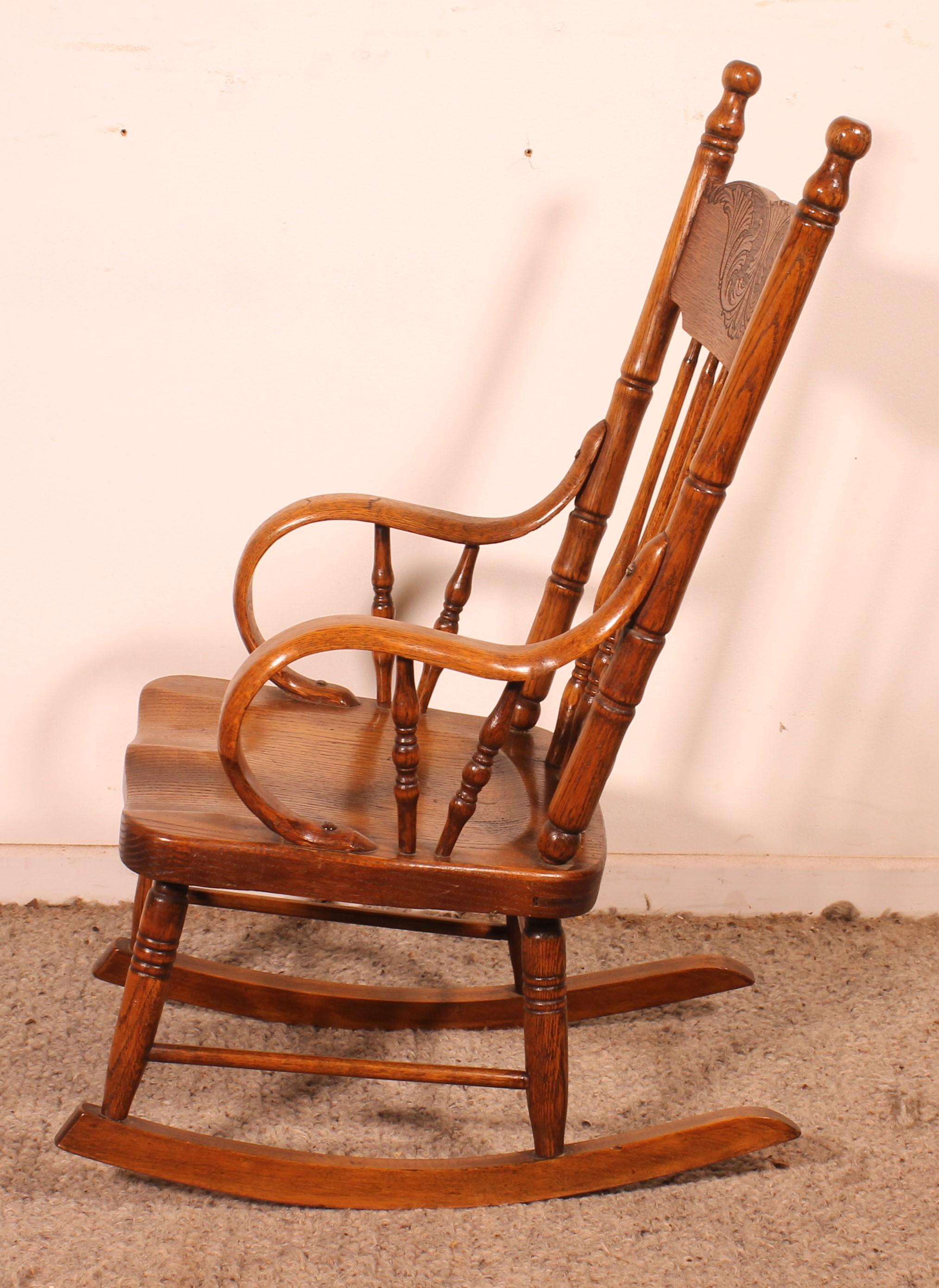 Children Rocking Chair In Oak - 19th Century 5