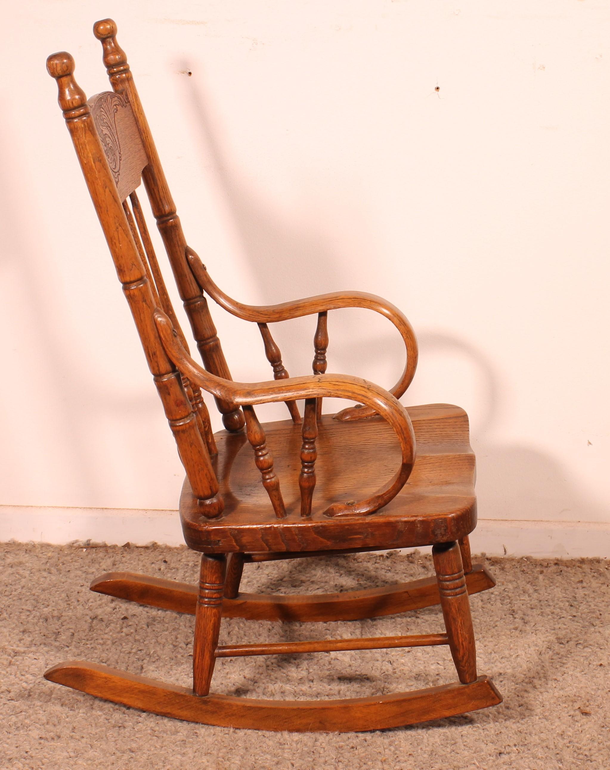 Children Rocking Chair In Oak - 19th Century 3