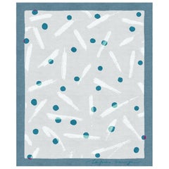 Children Room Colorful Rug Blue White Wool Silk - Joy, Small