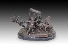 Children with a Sedan Chair, Bronze and marble, 20th Century