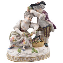 Children with Flowers, Porcelain, Possibly, 19th Century