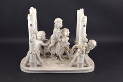 Children with Ram, Porcelain Biscuit, France, 19th Century with Mark