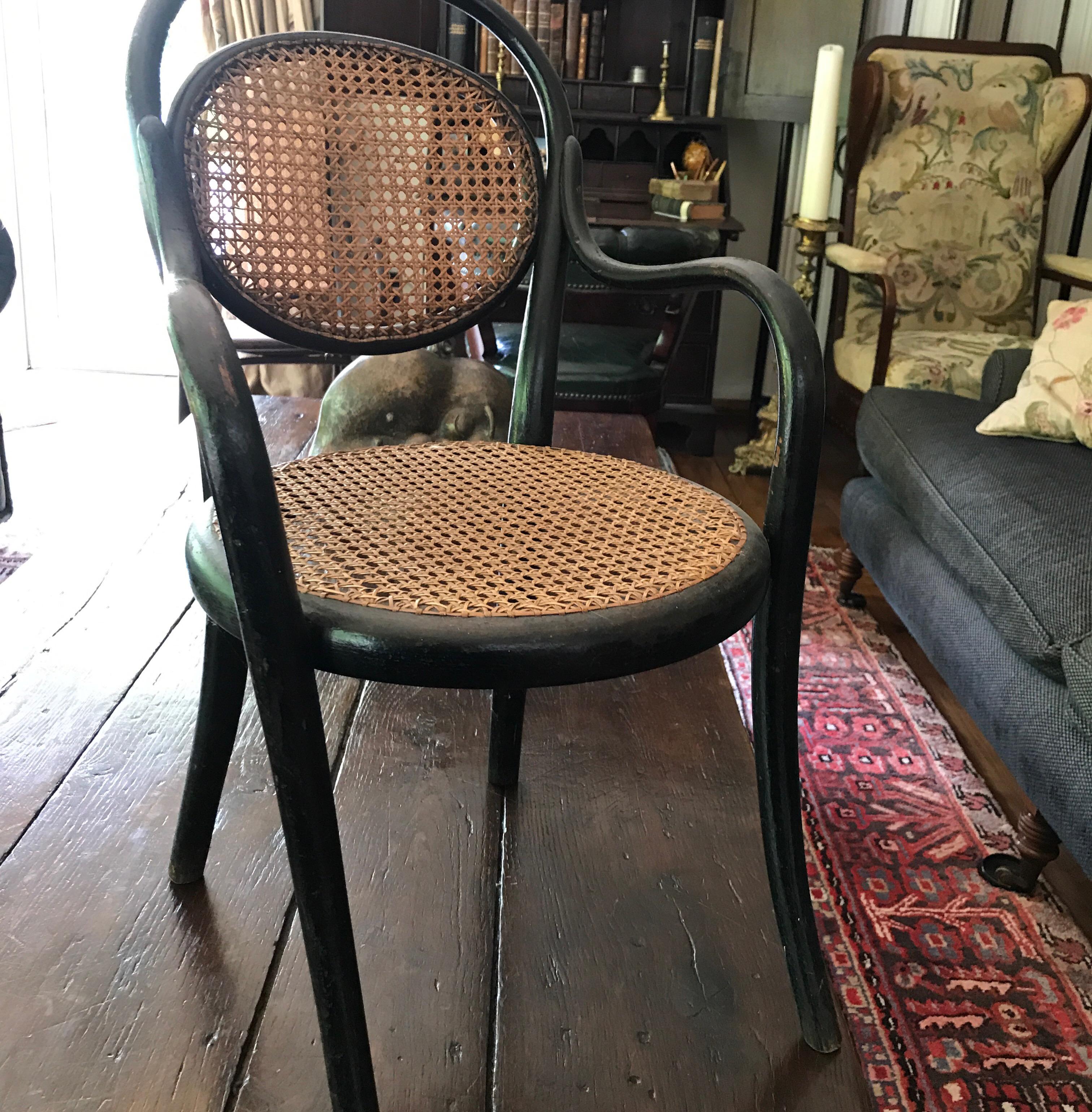 Victorian Childrens Armchair by Thonet Black Beech Stamped and Labeled For Sale