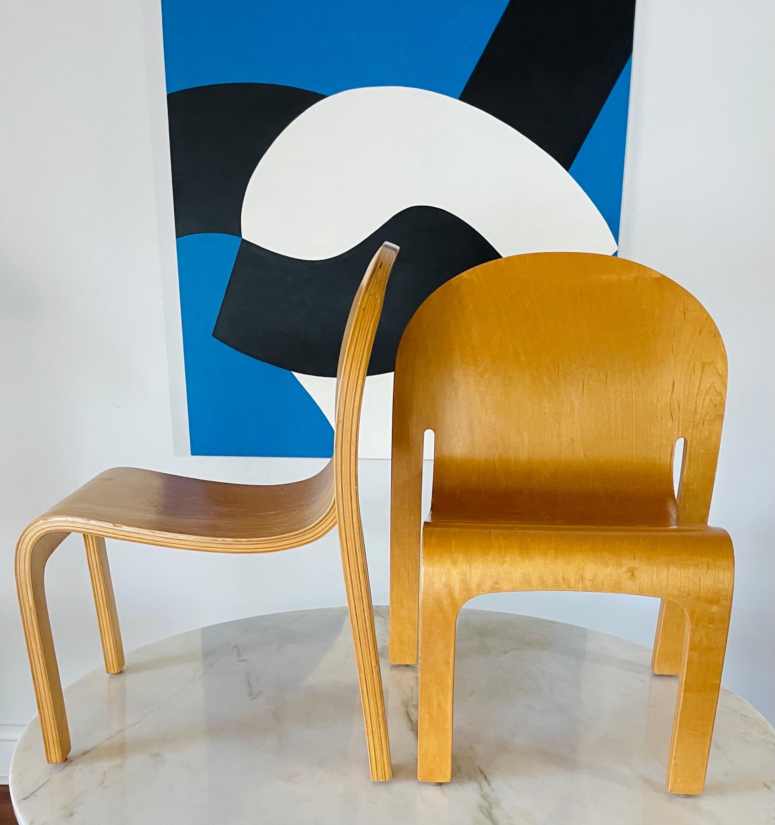 Scarce bent plywood ‘Bodyform’ children’s chairs. ca. 1980. 
