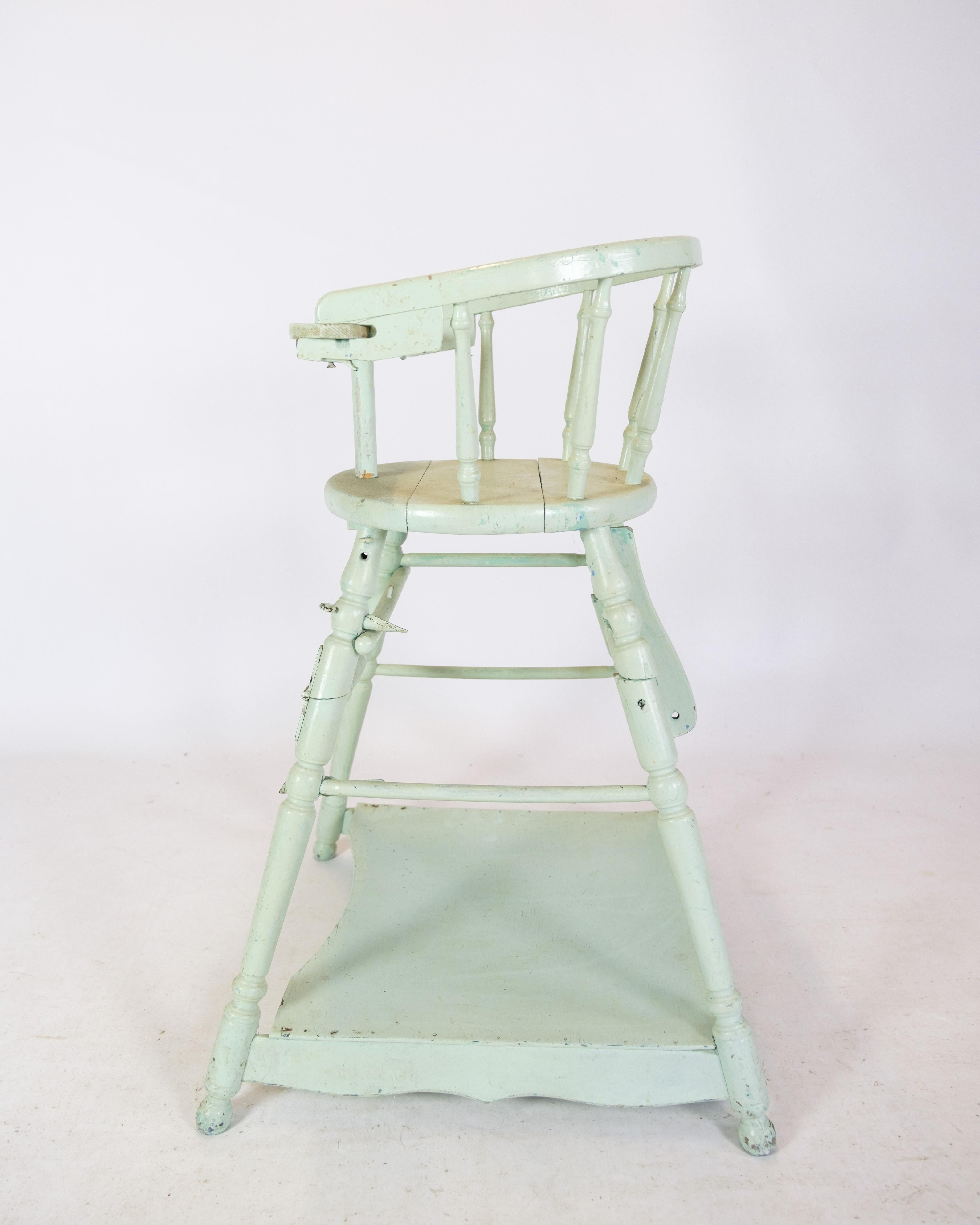 Early 20th Century Children's chair In Light blue color With Patina From 1920 For Sale