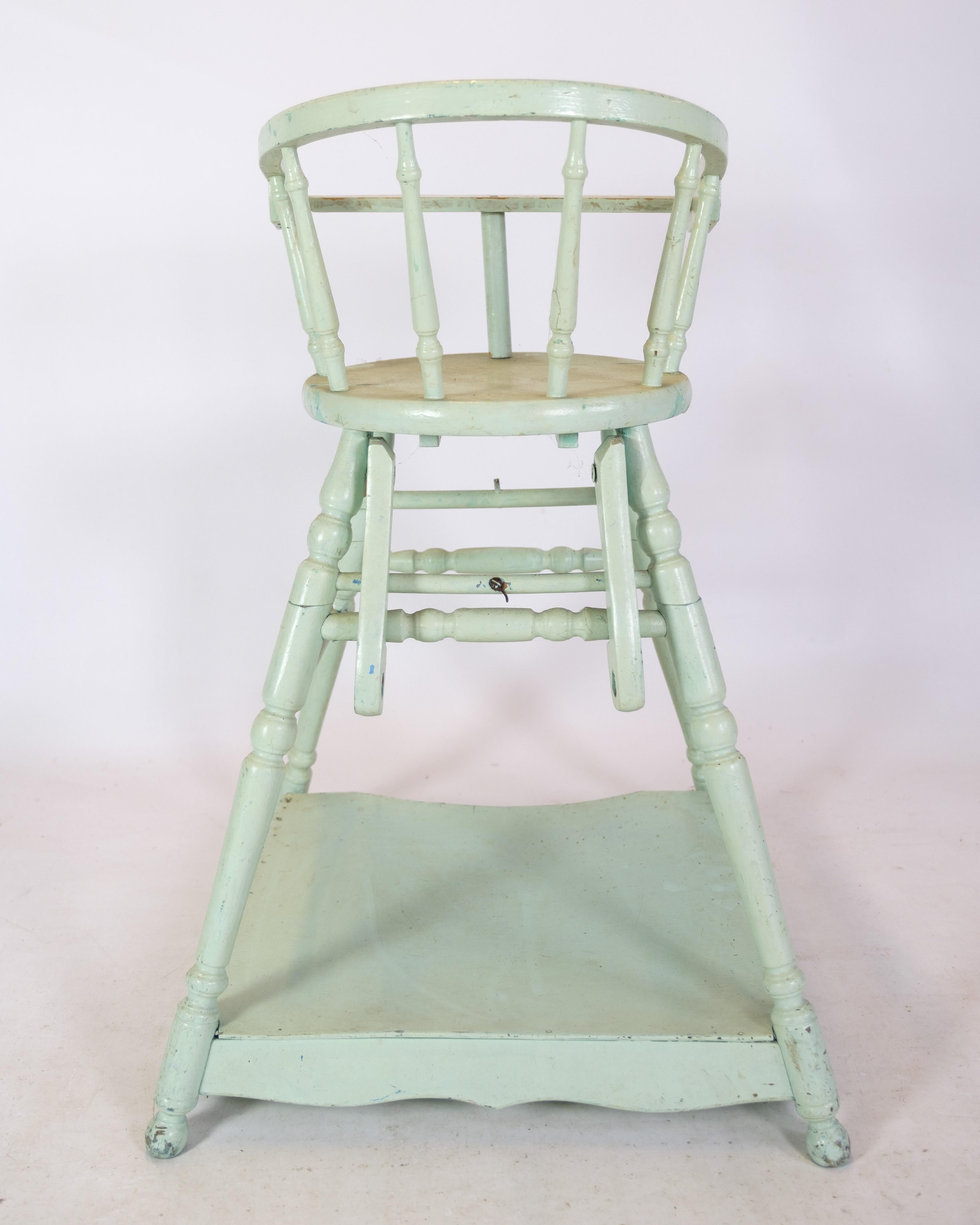 Wood Children's chair In Light blue color With Patina From 1920 For Sale
