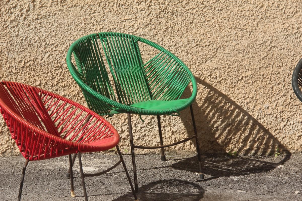 Milieu du XXe siècle Chaises d'enfants italiennes design fer plastique multicolore RIMA en vente