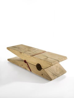 Children's Clothespin Cedar Bench with Red Iron Spring, Made in Italy