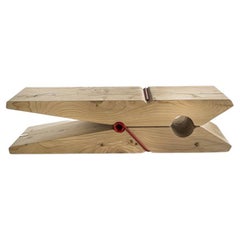 Children's Clothespin Cedar Bench with Red Iron Spring, Made in Italy