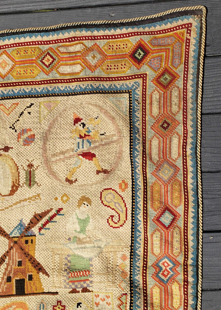 Children's Edwardian Needlepoint Wall Hanging at 1stDibs