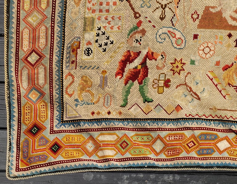 Children's Edwardian Needlepoint Wall Hanging at 1stDibs