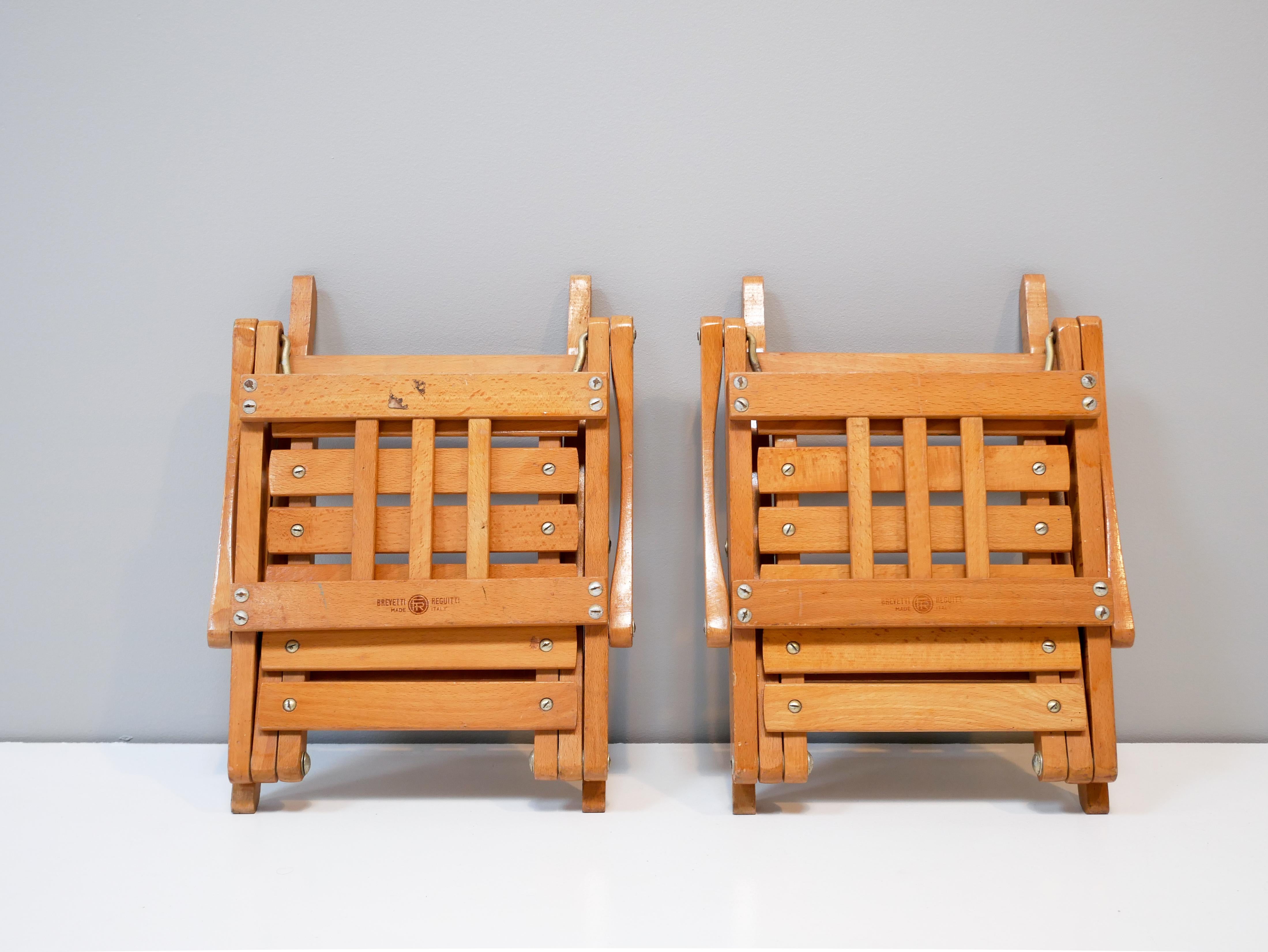 Mid-20th Century Childrens Foldable Chairs Made in Italy, Brevetti Reguitti, 1950s For Sale