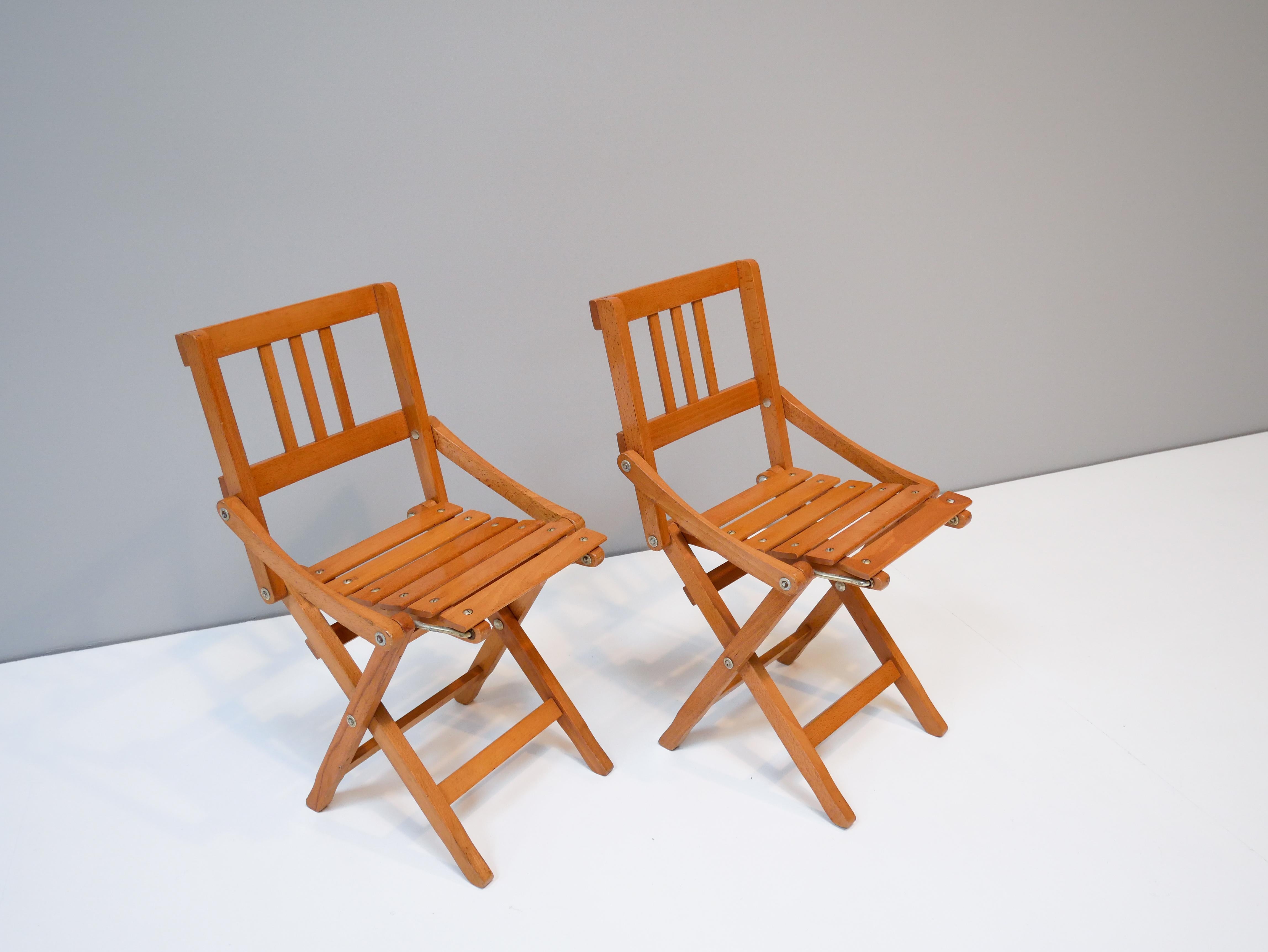 Mid-Century Modern Childrens Foldable Chairs Made in Italy, Brevetti Reguitti, 1950s For Sale