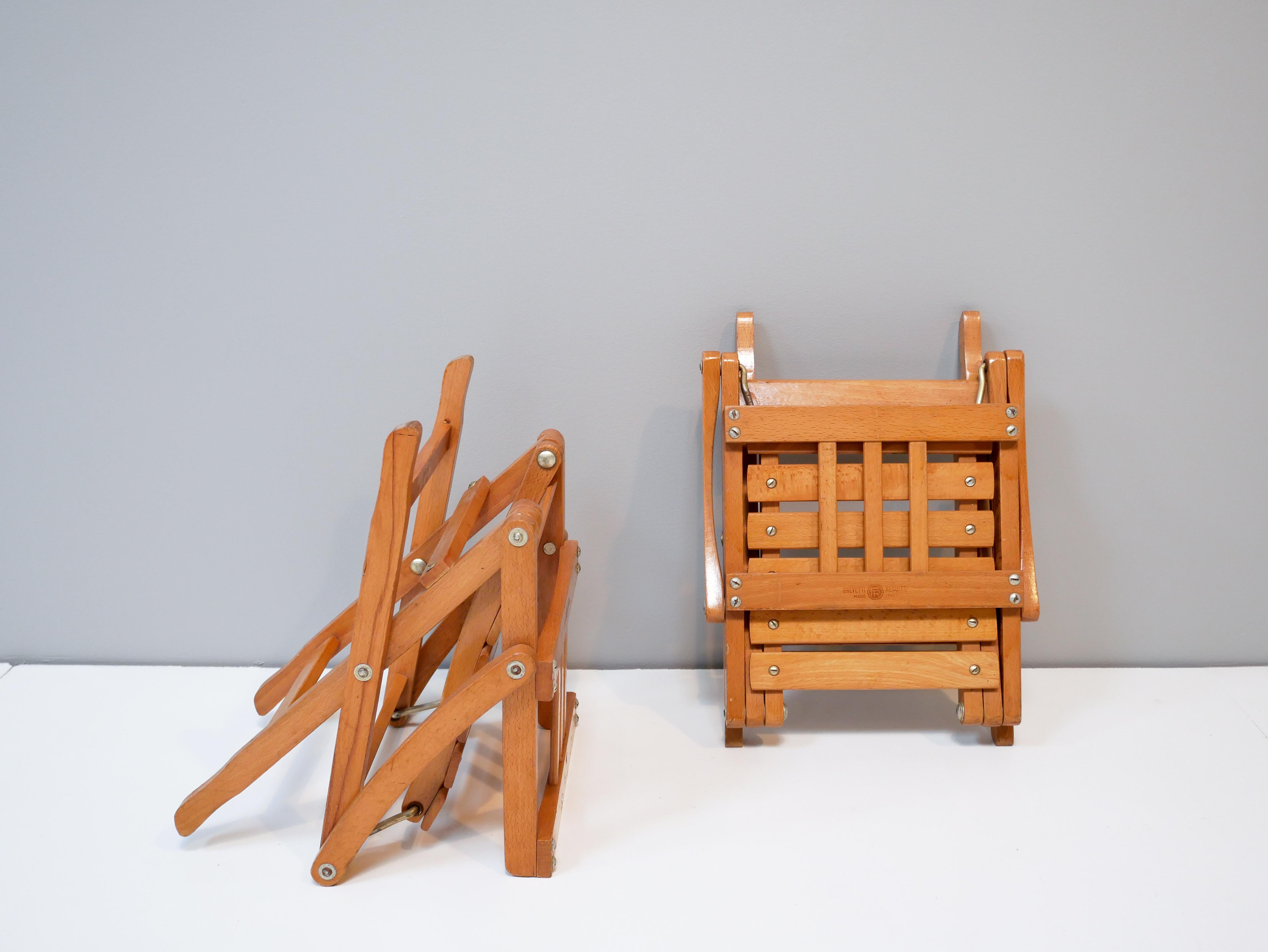 Childrens Foldable Chairs Made in Italy, Brevetti Reguitti, 1950s In Good Condition For Sale In Helsingborg, Skåne