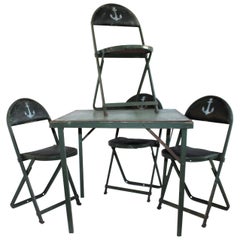 Used Children's Painted Folding Table and Chairs, 5 Pieces, Set