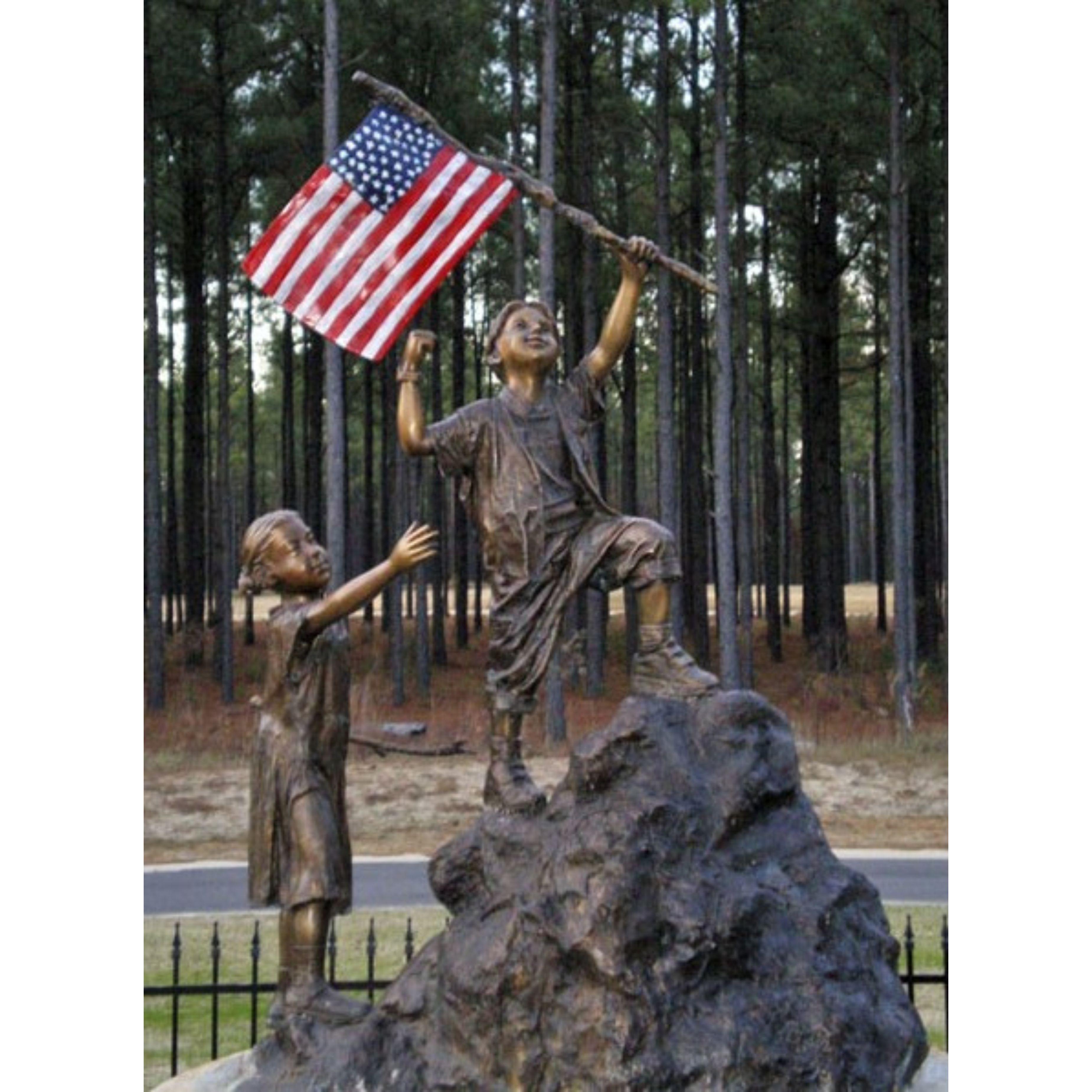 Children's Patriotic Bronze Garden Statue For Sale 3