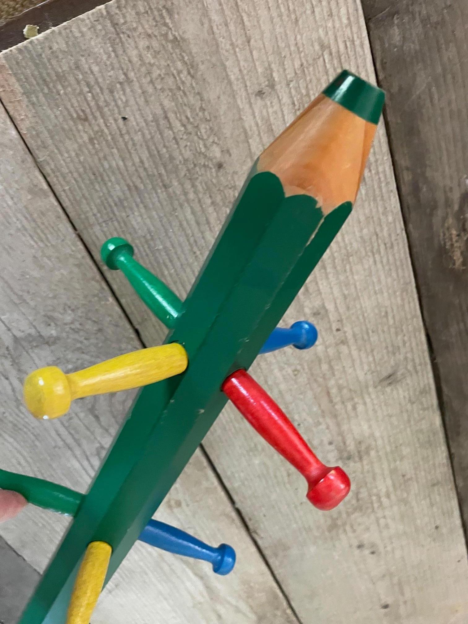 Pine Children's pencil coat hanger by Pierre Sala For Sale