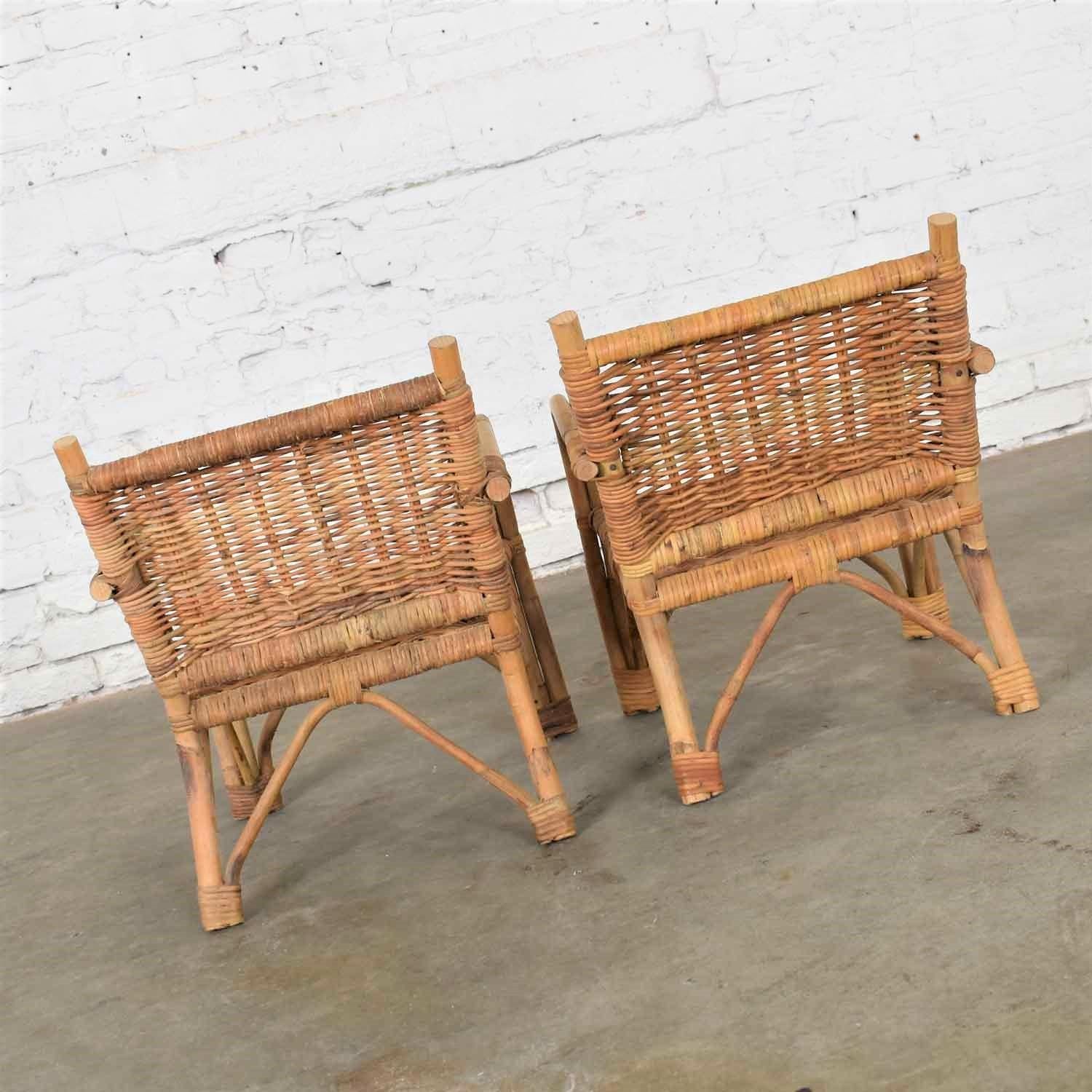 Children’s Rattan and Wicker Chairs with Bent Arms Vintage Pair, 1930-1960 1