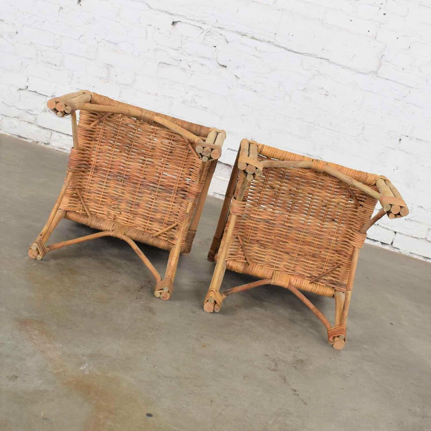 Children’s Rattan and Wicker Chairs with Bent Arms Vintage Pair, 1930-1960 4