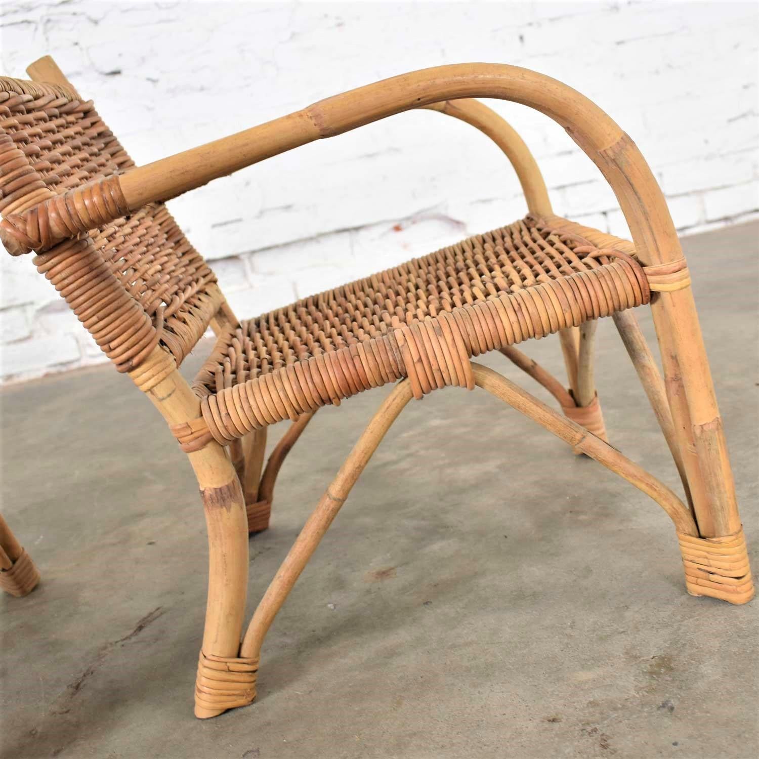 Children’s Rattan and Wicker Chairs with Bent Arms Vintage Pair, 1930-1960 6