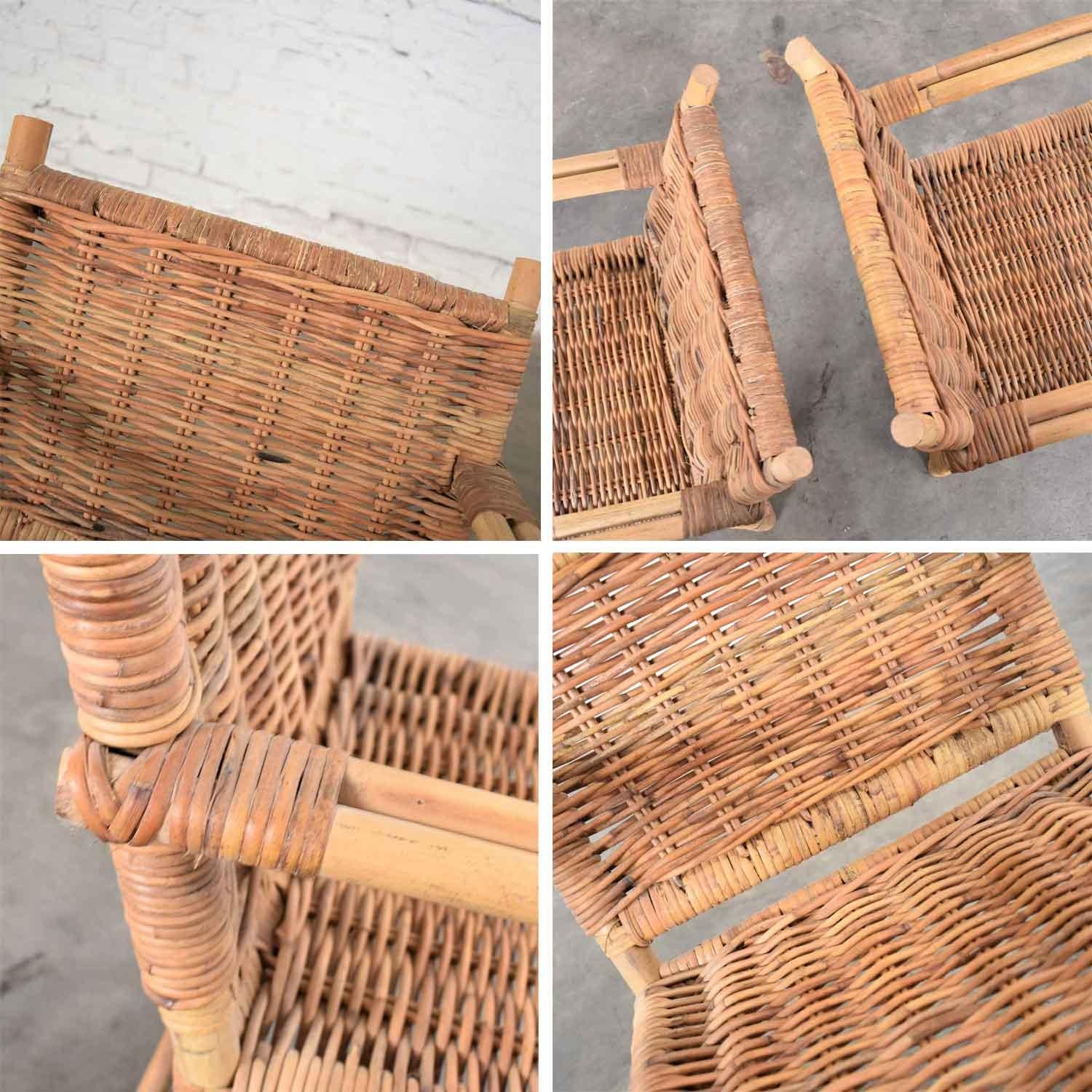 Children’s Rattan and Wicker Chairs with Bent Arms Vintage Pair, 1930-1960 8