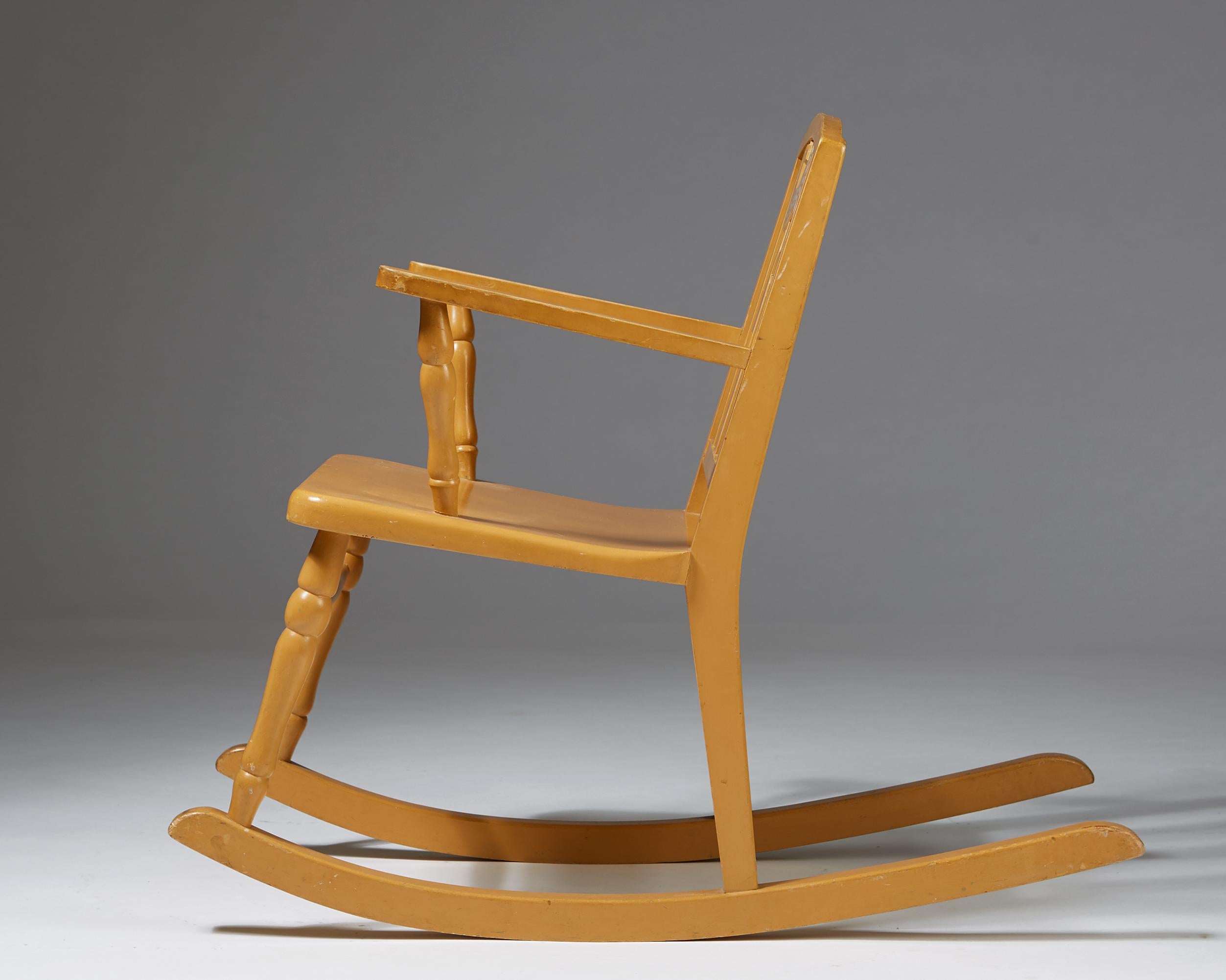 Swedish Children’s Rocking Chair by Carl Hörvik for Nordiska Kompaniet, Sweden, 1923