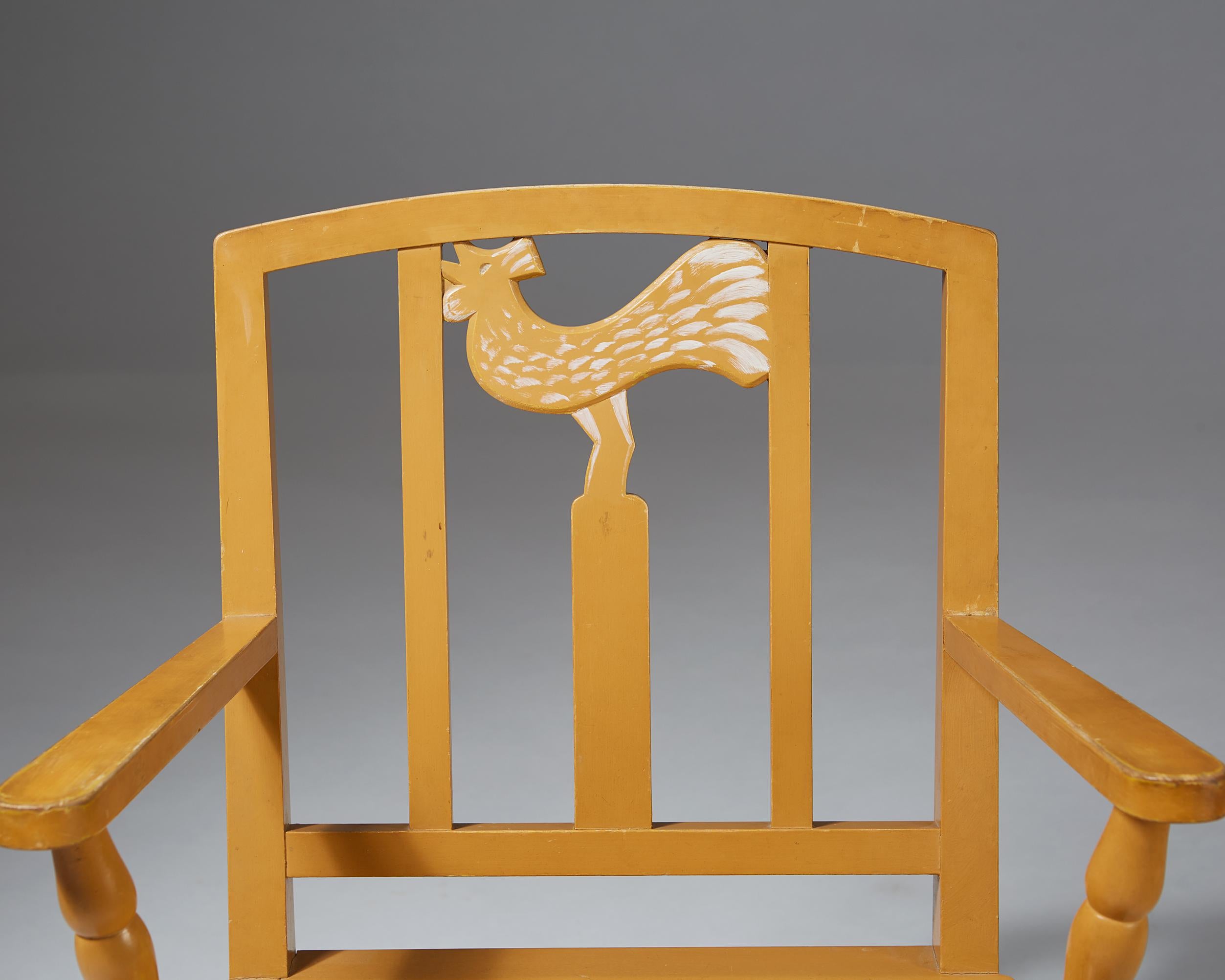 Wood Children’s Rocking Chair by Carl Hörvik for Nordiska Kompaniet, Sweden, 1923