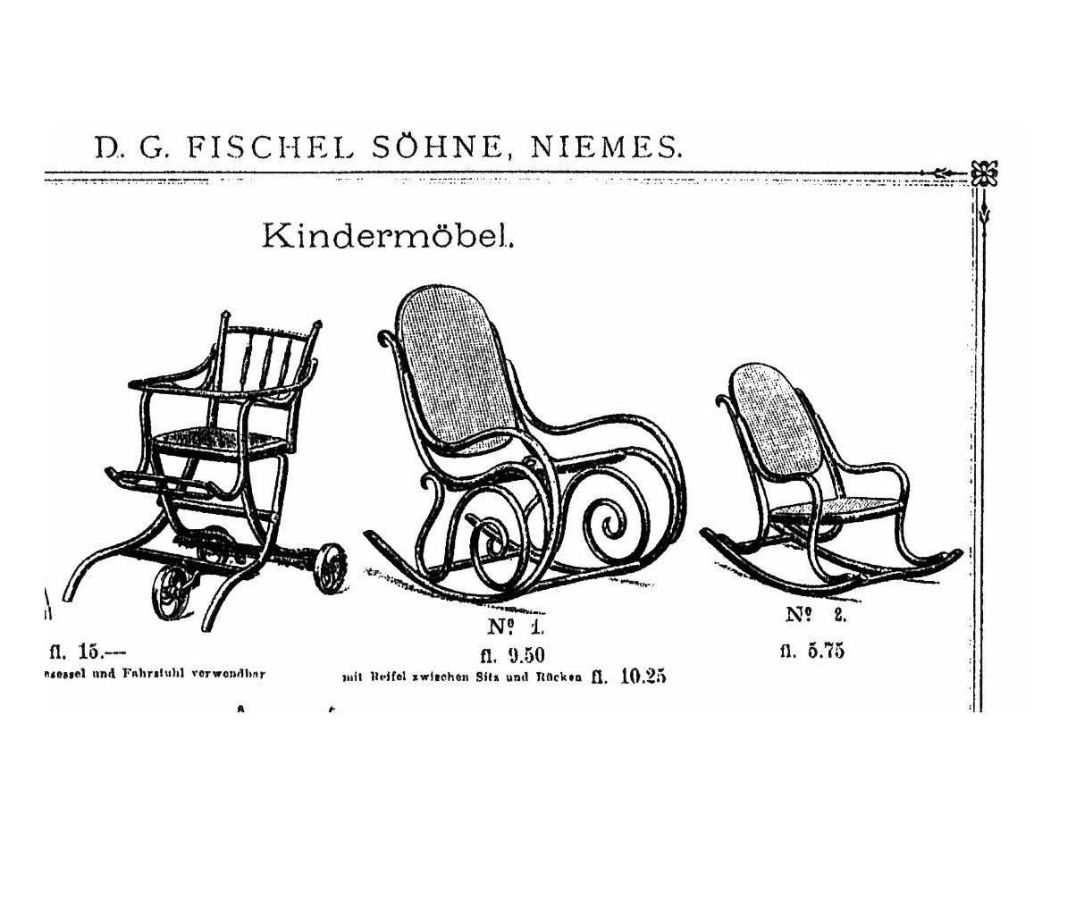 Art Nouveau Children's Rocking Chair Fischel Nr.2, circa 1890