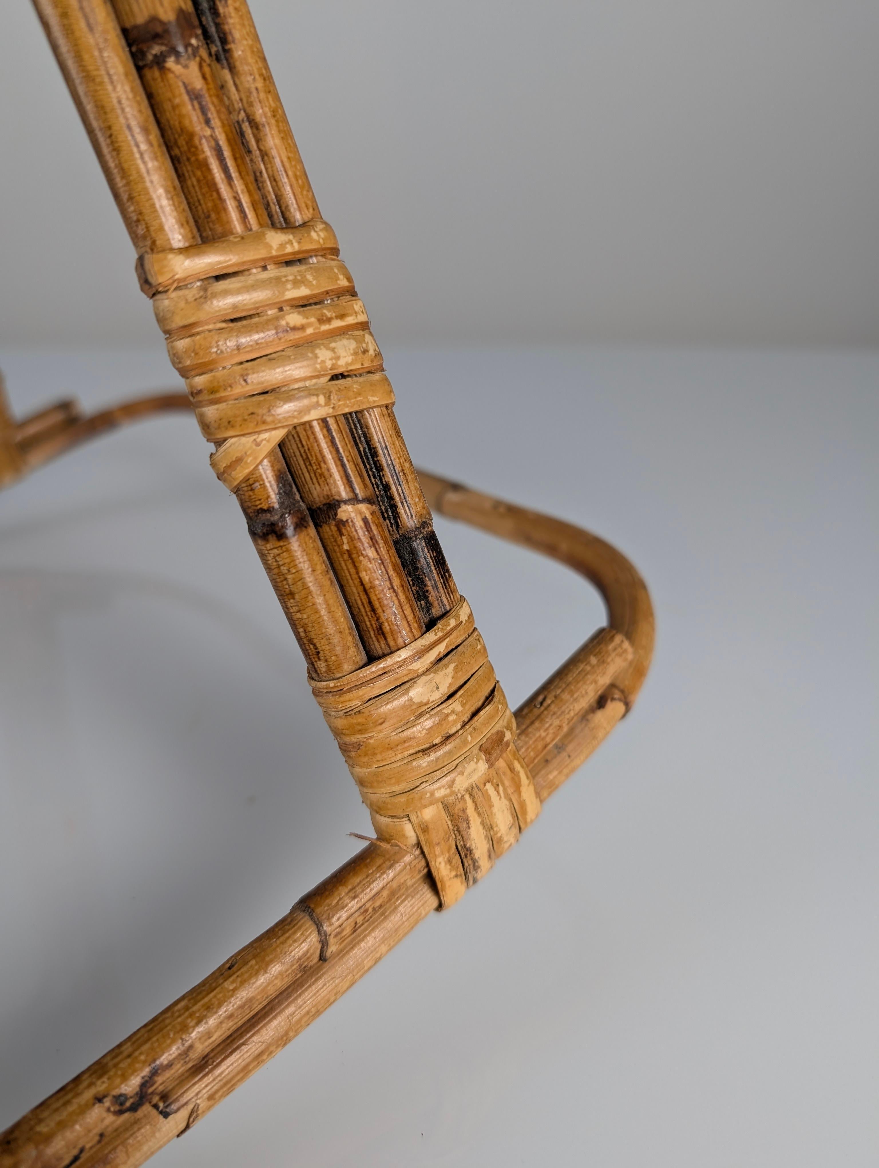 Bamboo Children's rocking horse made of bamboo and rattan 1960s For Sale