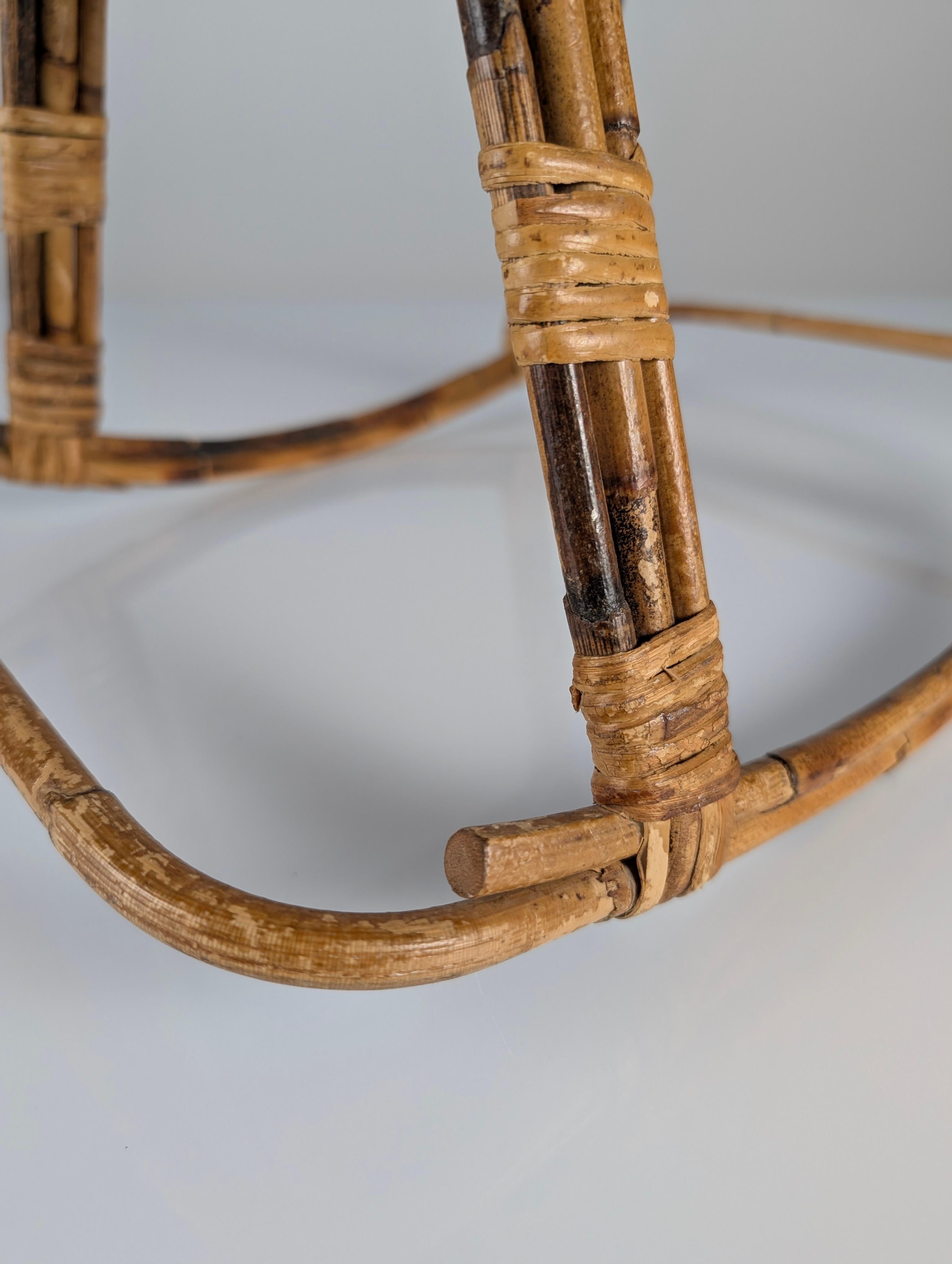 Children's rocking horse made of bamboo and rattan 1960s For Sale 1