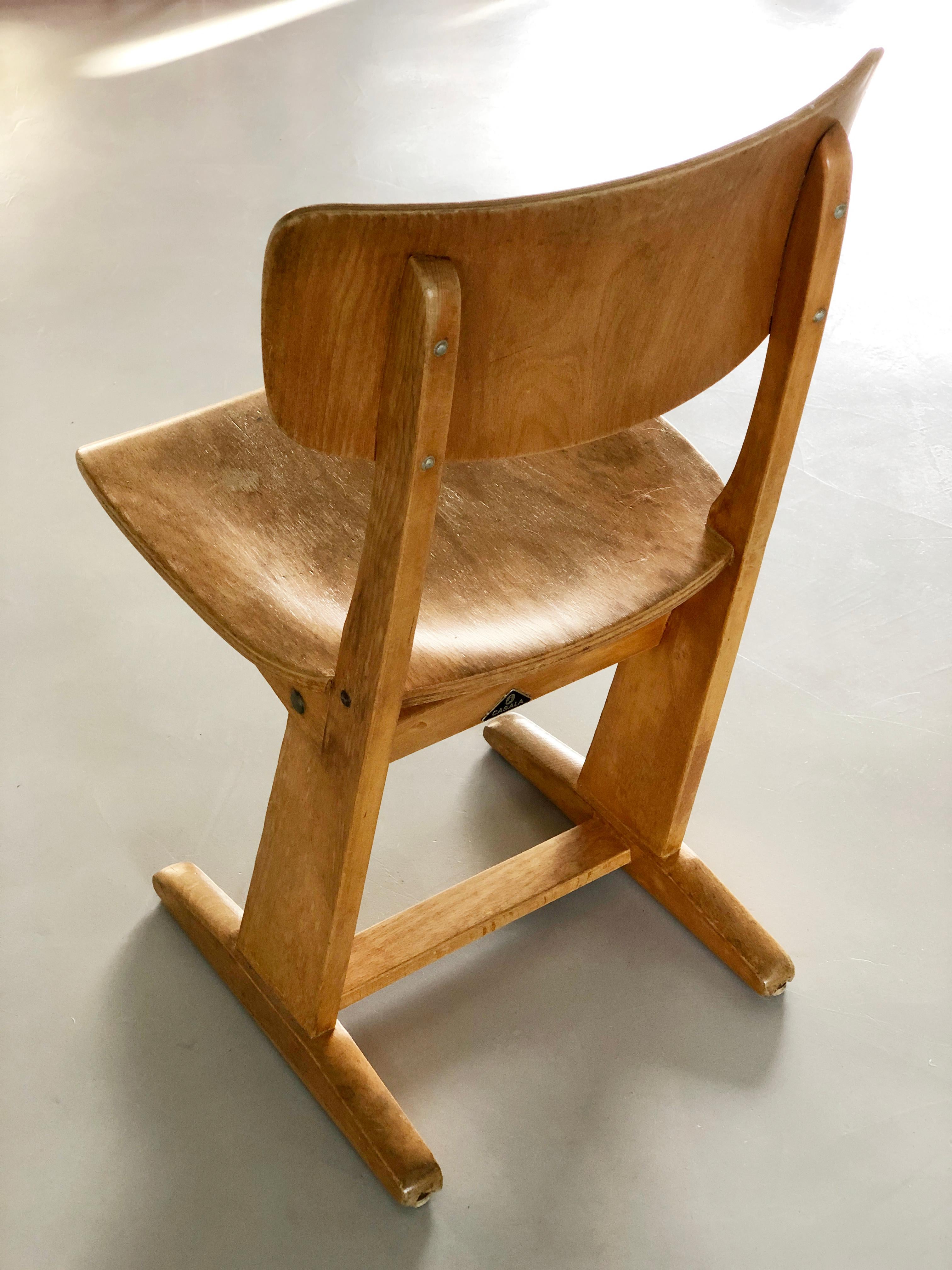 Wood Children's School Chair by Karl Nothhelfer for Casala 1969 For Sale