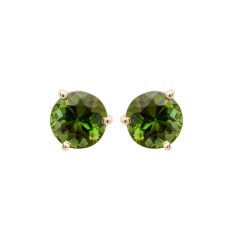 Children's Second Hole Earring in Tourmaline and 18K Yellow Gold (B11559n)