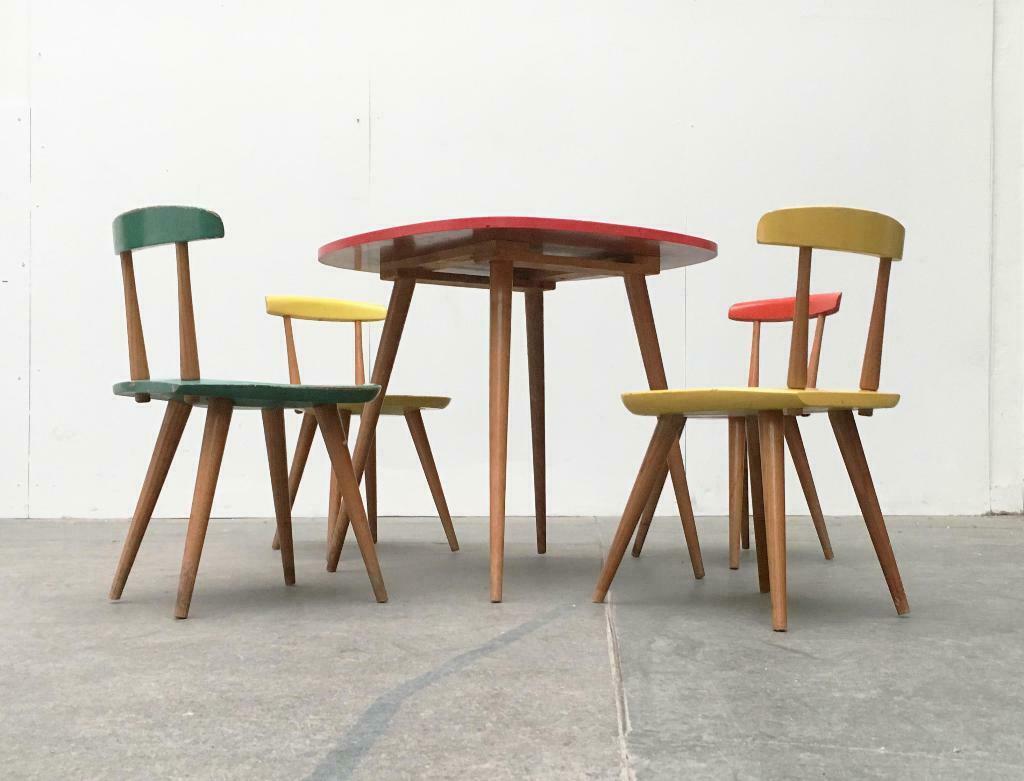 Allemand Ensemble table et chaises pour enfants par Karla Drabsch pour Kleid & Raum, années 1950, lot de 5 en vente