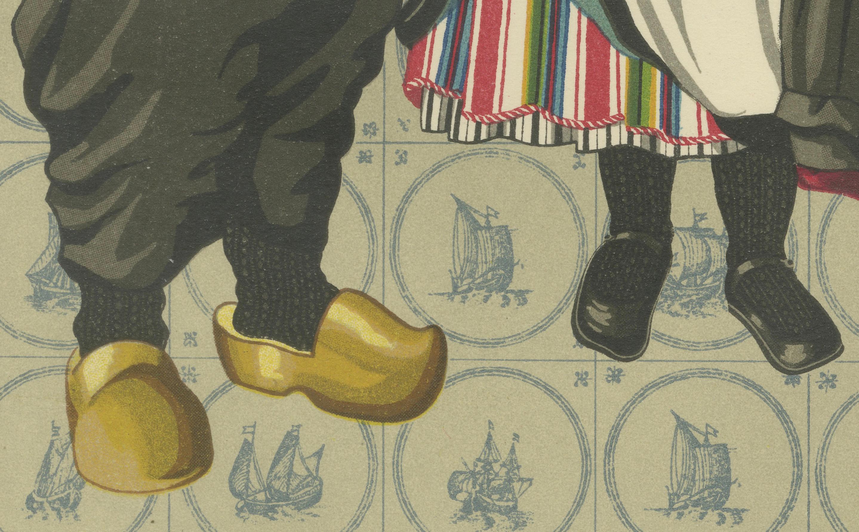 Robe traditionnelle pour enfants de Urk avec tabliers brodés et détails en argent

Cette charmante lithographie du début du XXe siècle représente des enfants de l'île d'Urk, l'une des régions les plus culturellement distinctes des Pays-Bas, dans