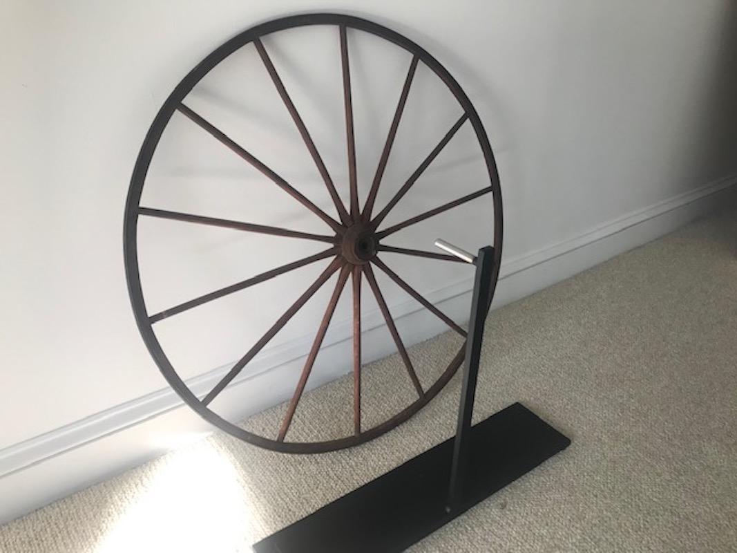 Folk Art Children's Wagon Wheel, Late 19th Century, on Later Custom Base For Sale