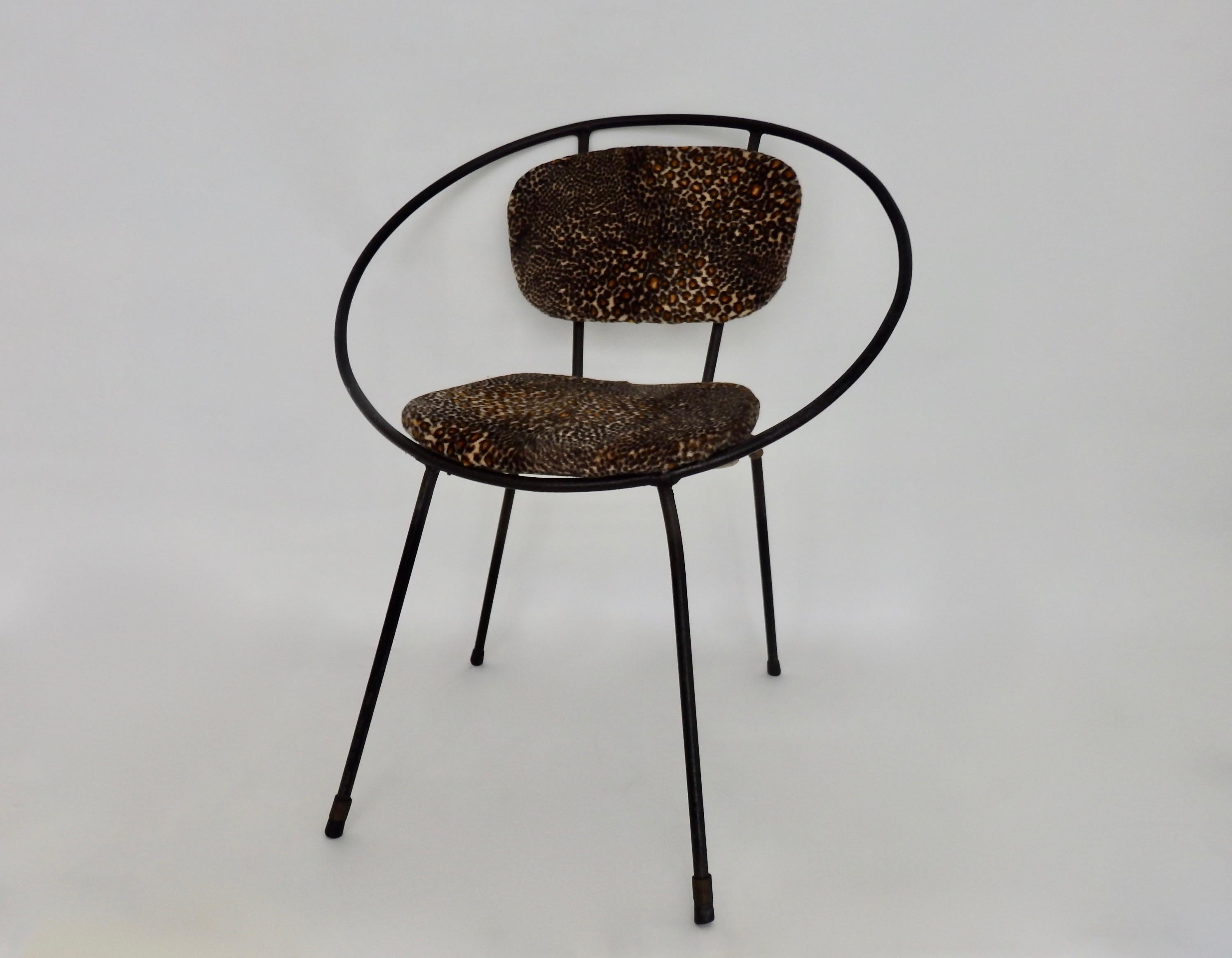 Mid-Century Modern Children's Wrought Iron Hoop Chair, Attributed to Tony Paul
