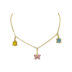 Child's 18 Karat Yellow Gold and Enamel Necklace