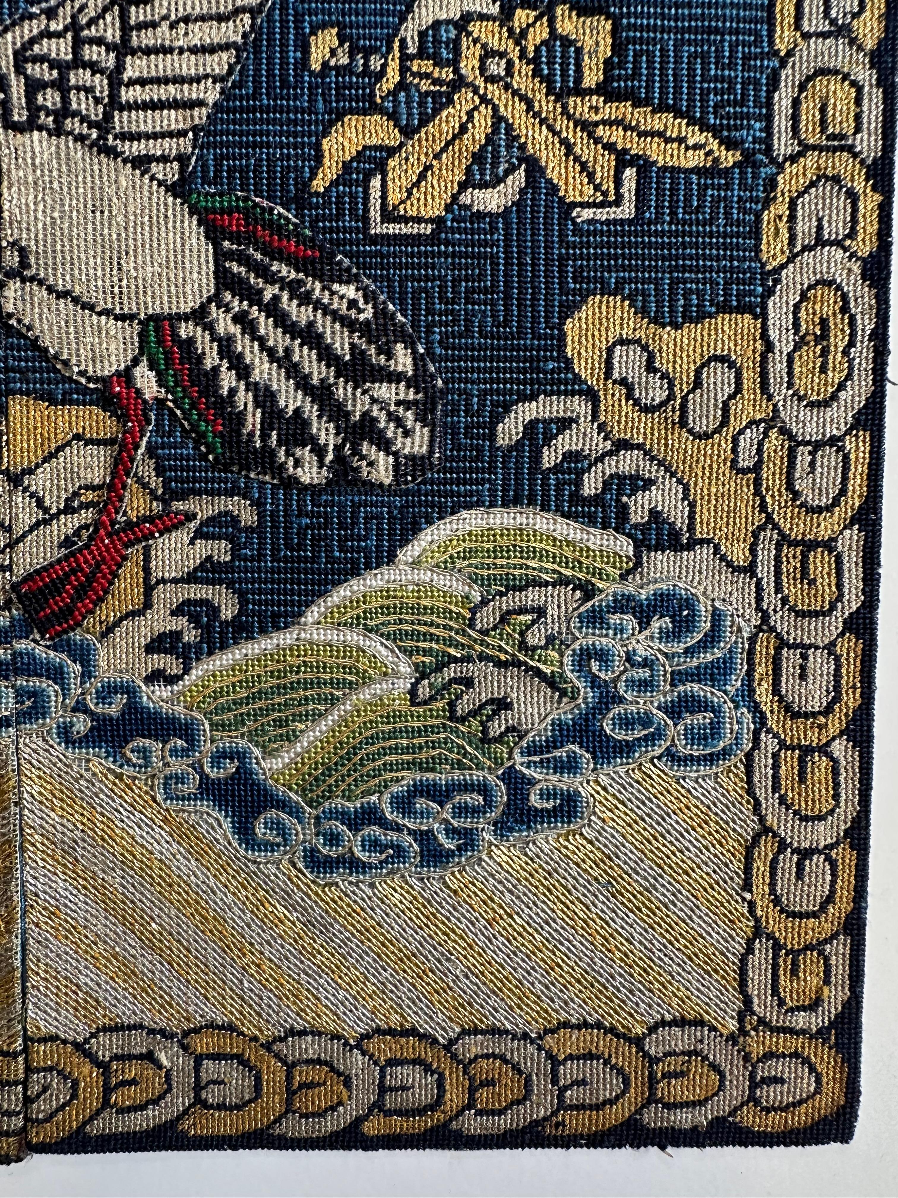 Appliqué Child's 19th Century Rank Badge with Silver Pheasant (A) For Sale