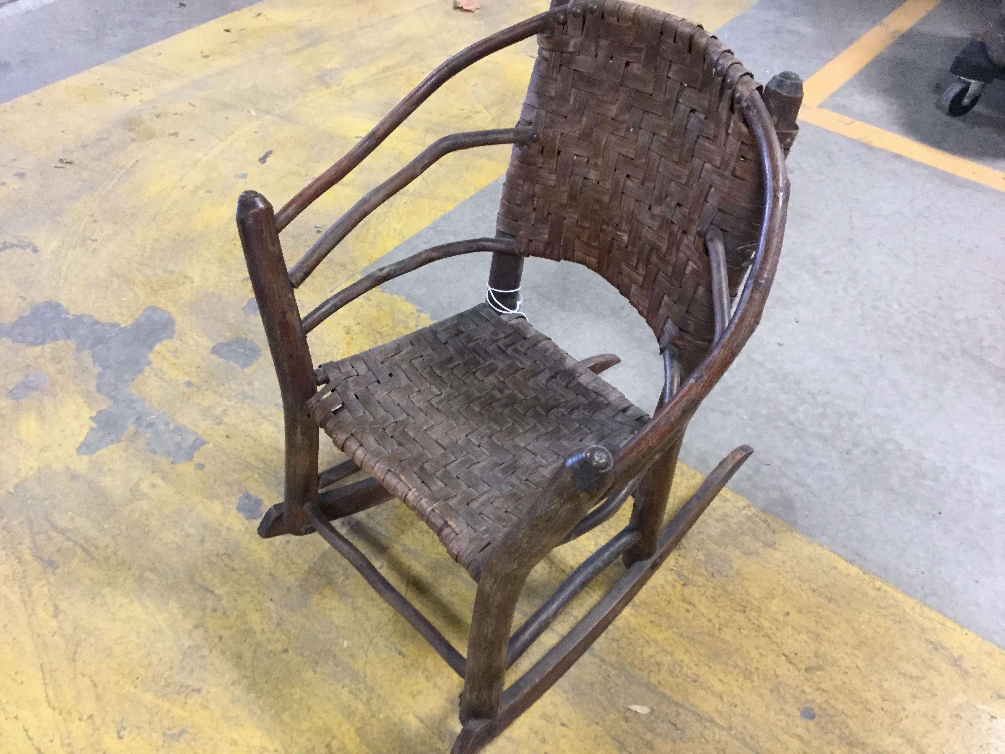 Early 20th Century Child’s Adirondack Rocking Chair Old Hickory For Sale