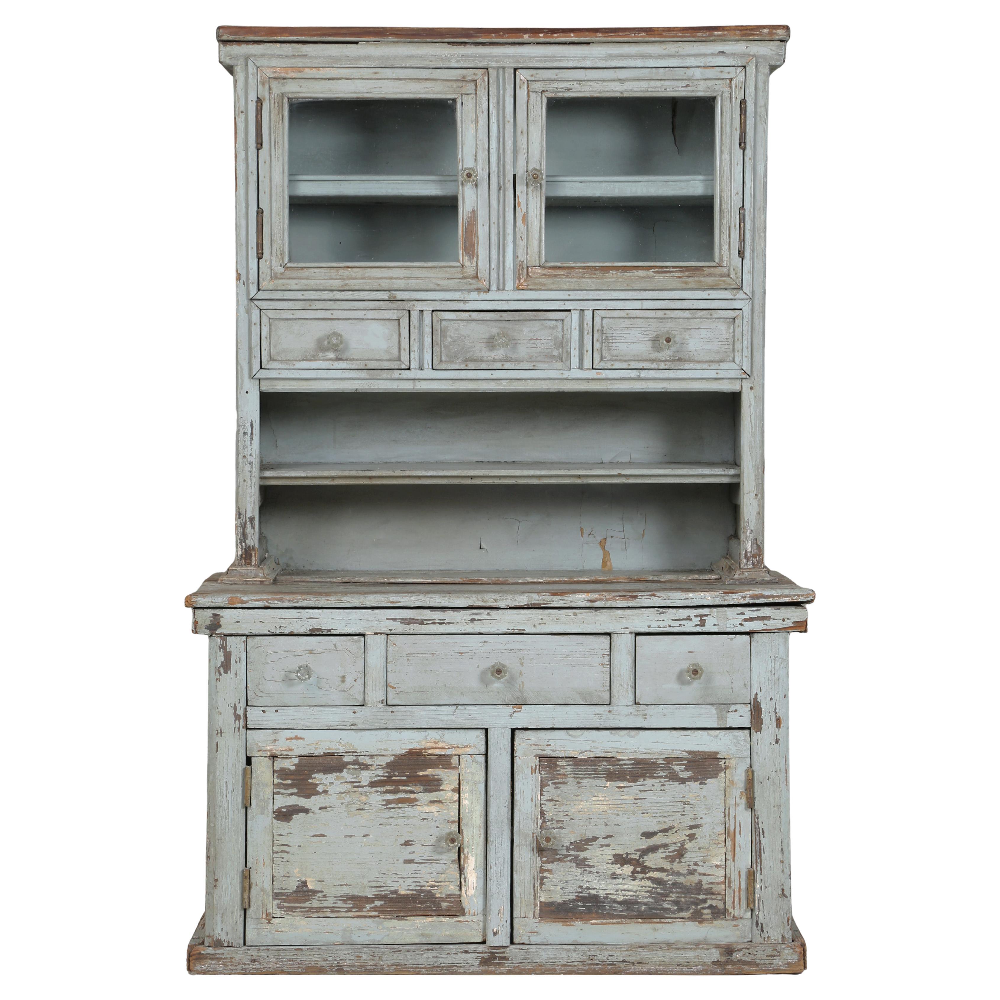 Child's American Painted Pine Cupboard Completely Original and Quite Very Rare
