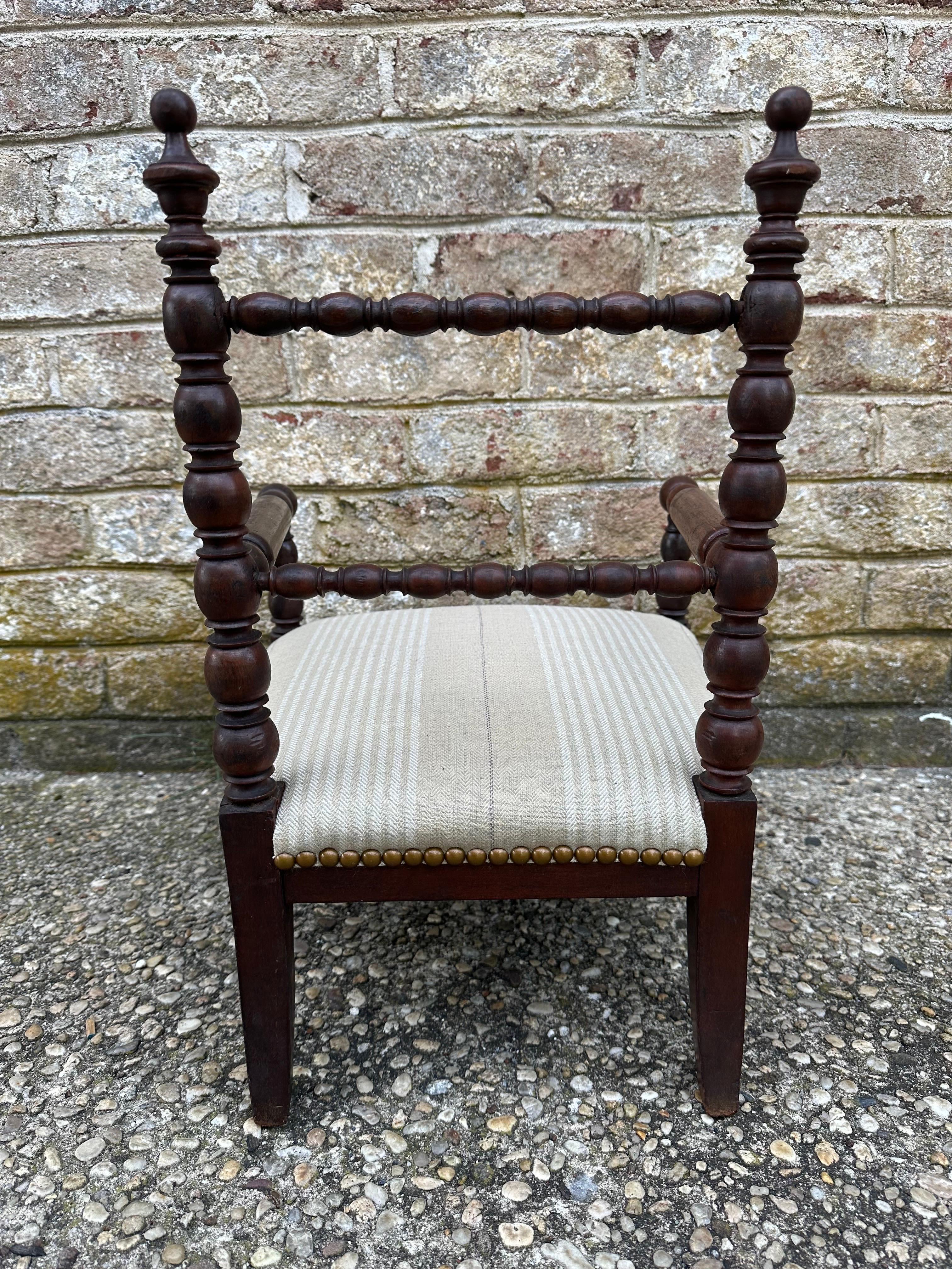 20th Century Child's Antique Carved Bob bin Armchair For Sale