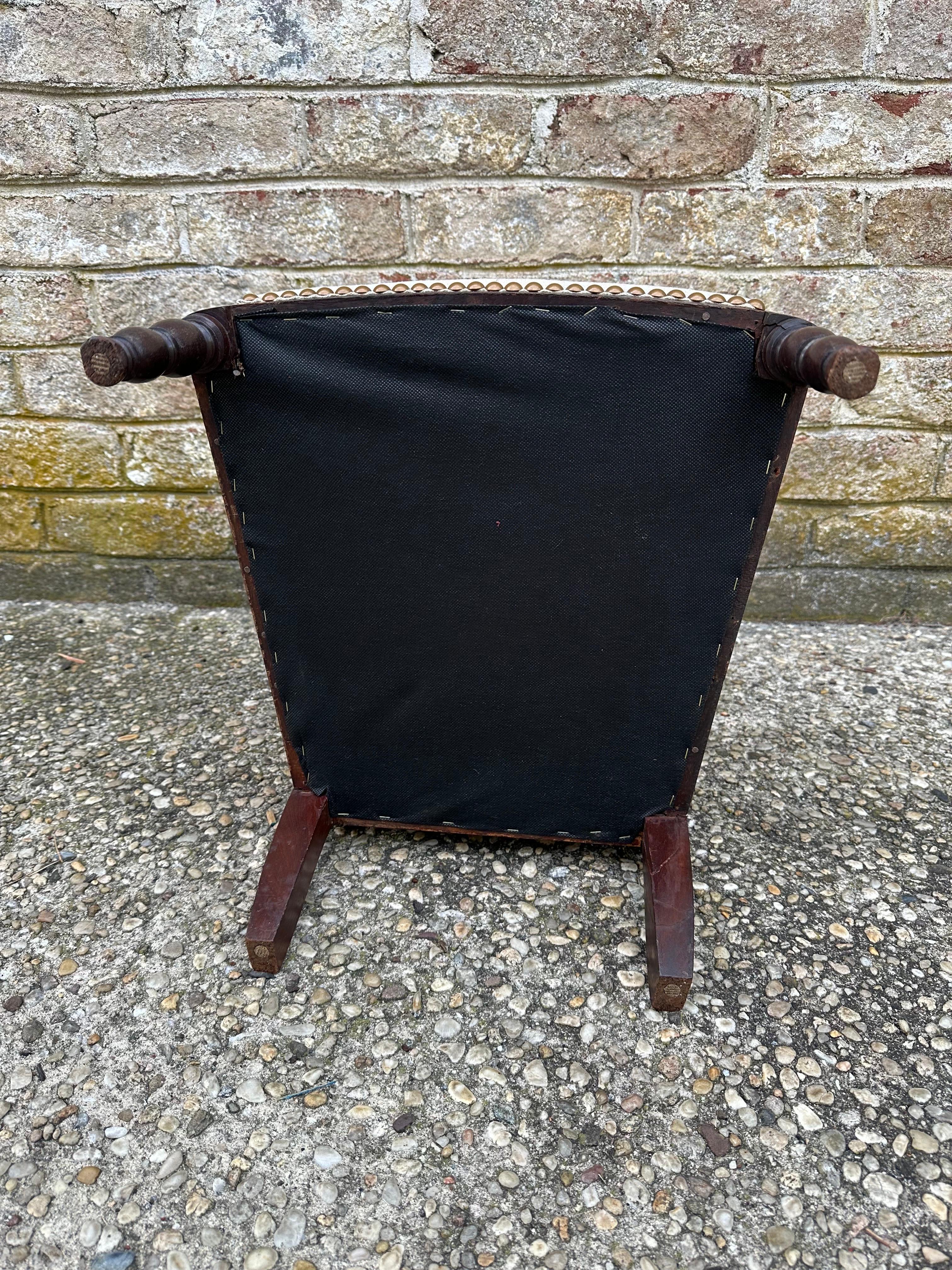 Wood Child's Antique Carved Bob bin Armchair For Sale