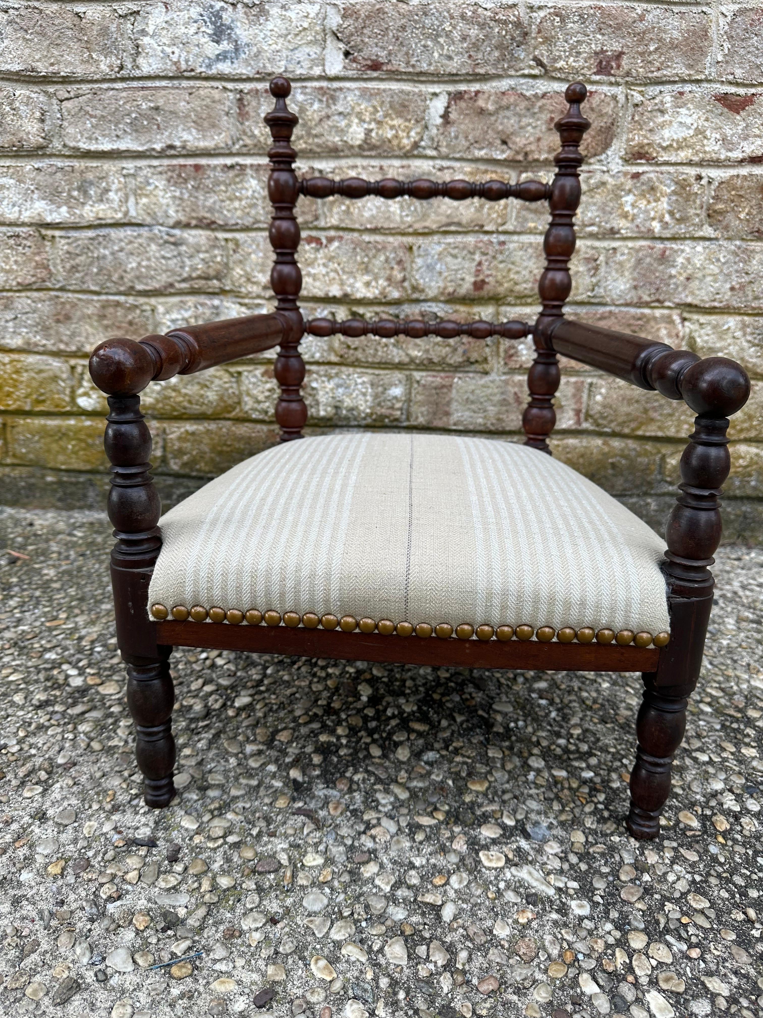 Child's Antique Carved Bob bin Armchair For Sale 1