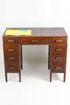 Childs Art Deco Oak Desk English circa 1930s Vintage Childrens Writing Table